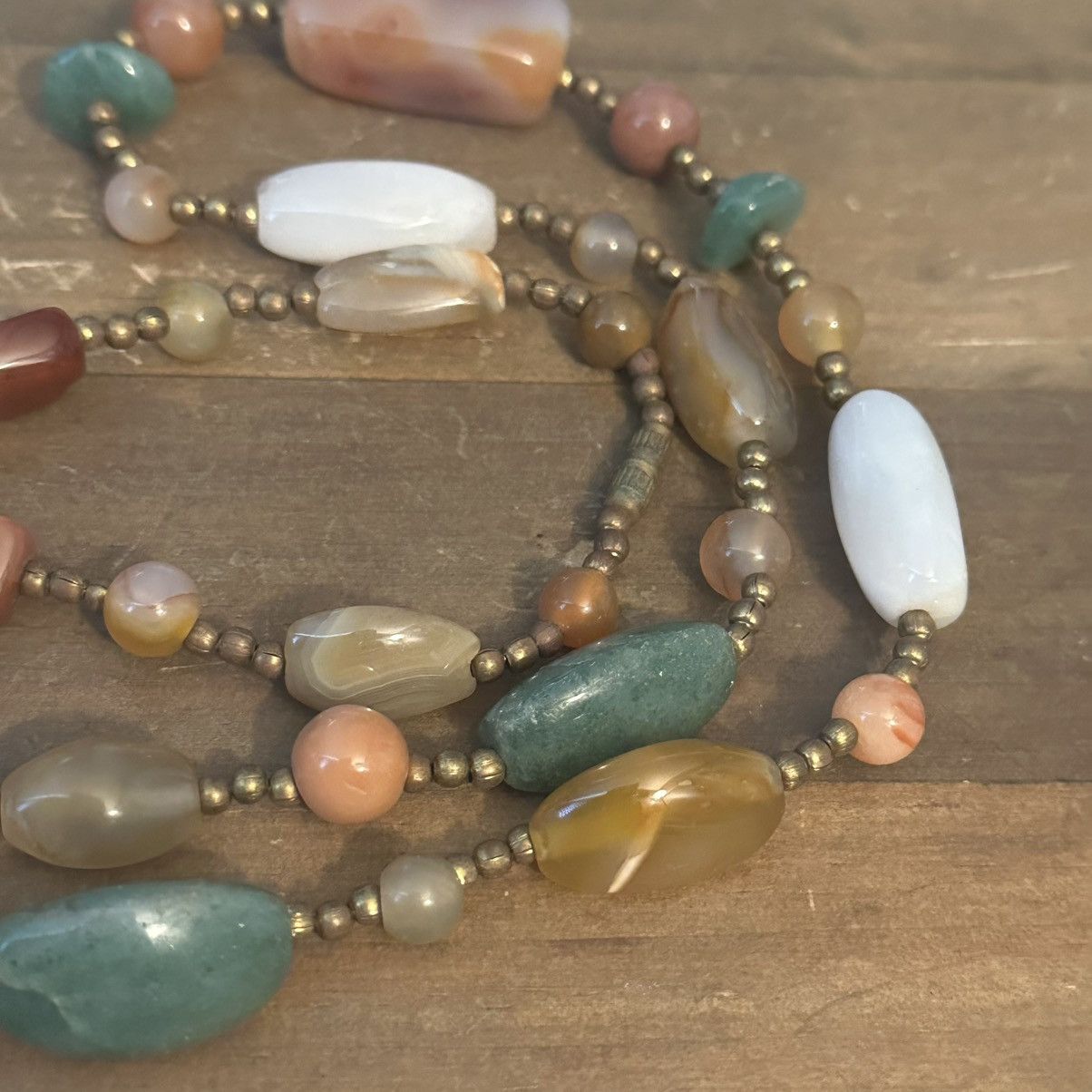 Vintage Vintage polished agate bead necklace Size ONE SIZE - 3 Thumbnail