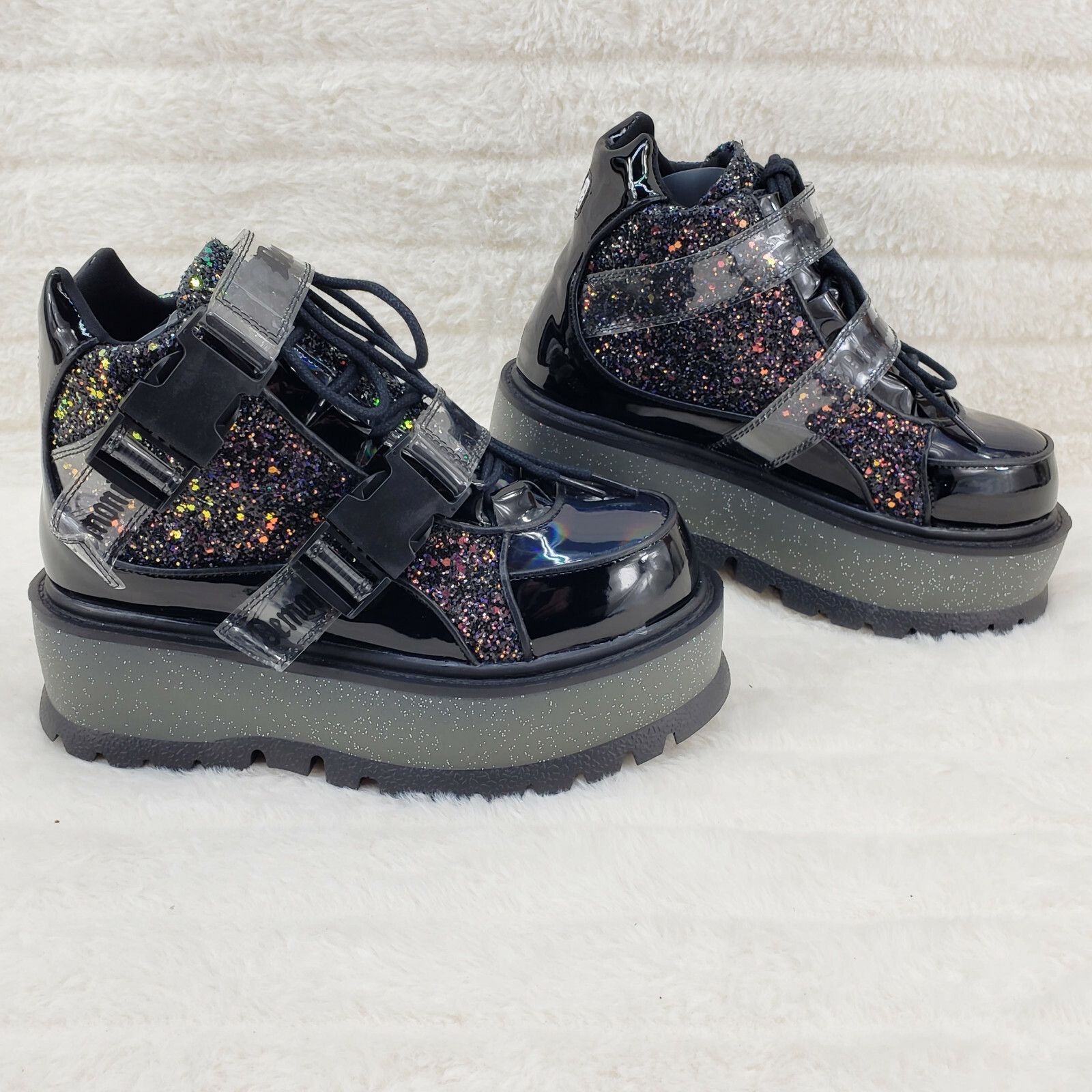 Demonia Cult DEMONIA Slacker 50 Black Multi Glitter Platform Sneaker Ankl Size US 6 / IT 36 - 2 Thumbnail