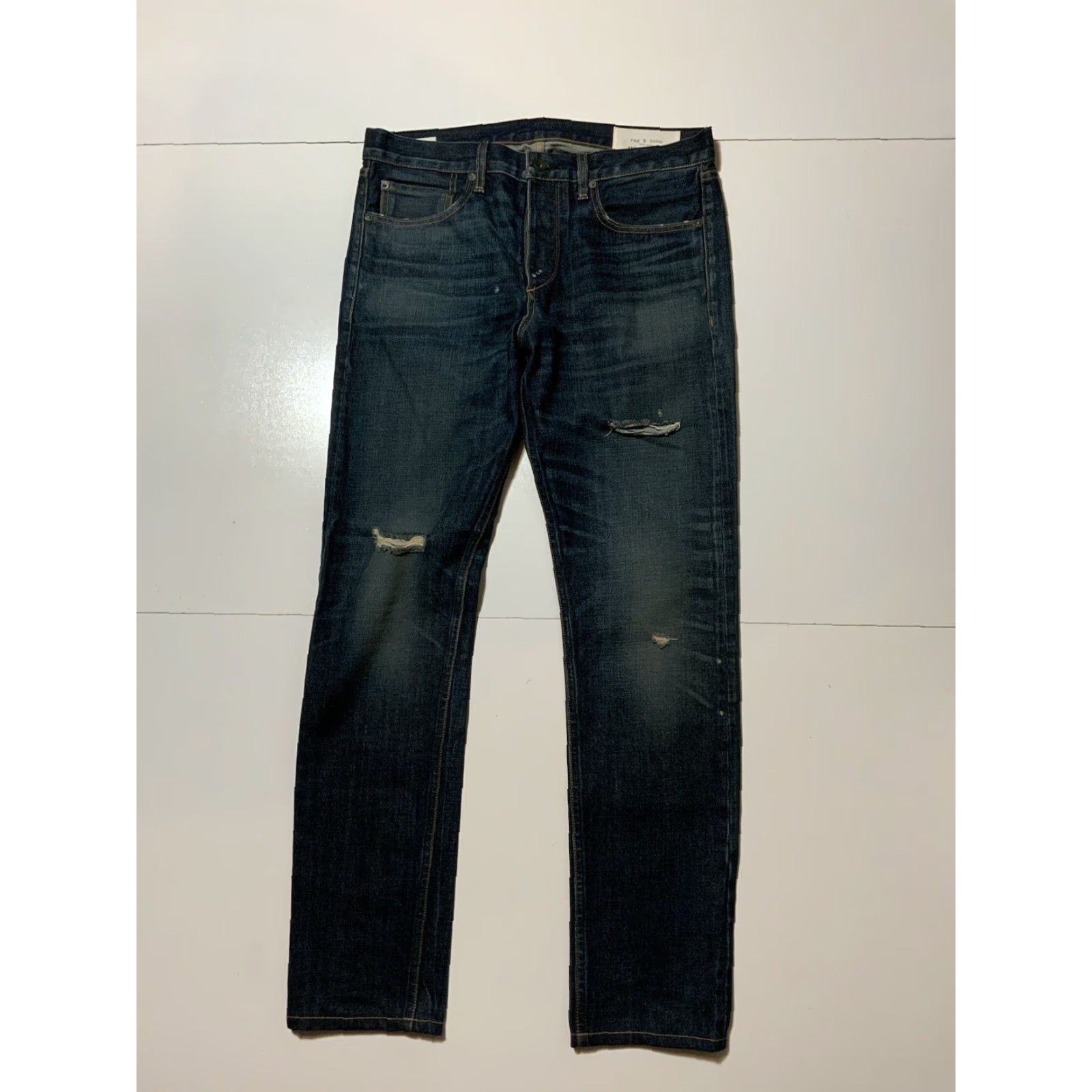 Rag & Bone rag & bone New York Jeans Slim Fit 32 Blue Men Denim Zeitgeist Distressed 2 Slim Leg 32 Inseam Size US 32 / EU 48 - 3 Thumbnail