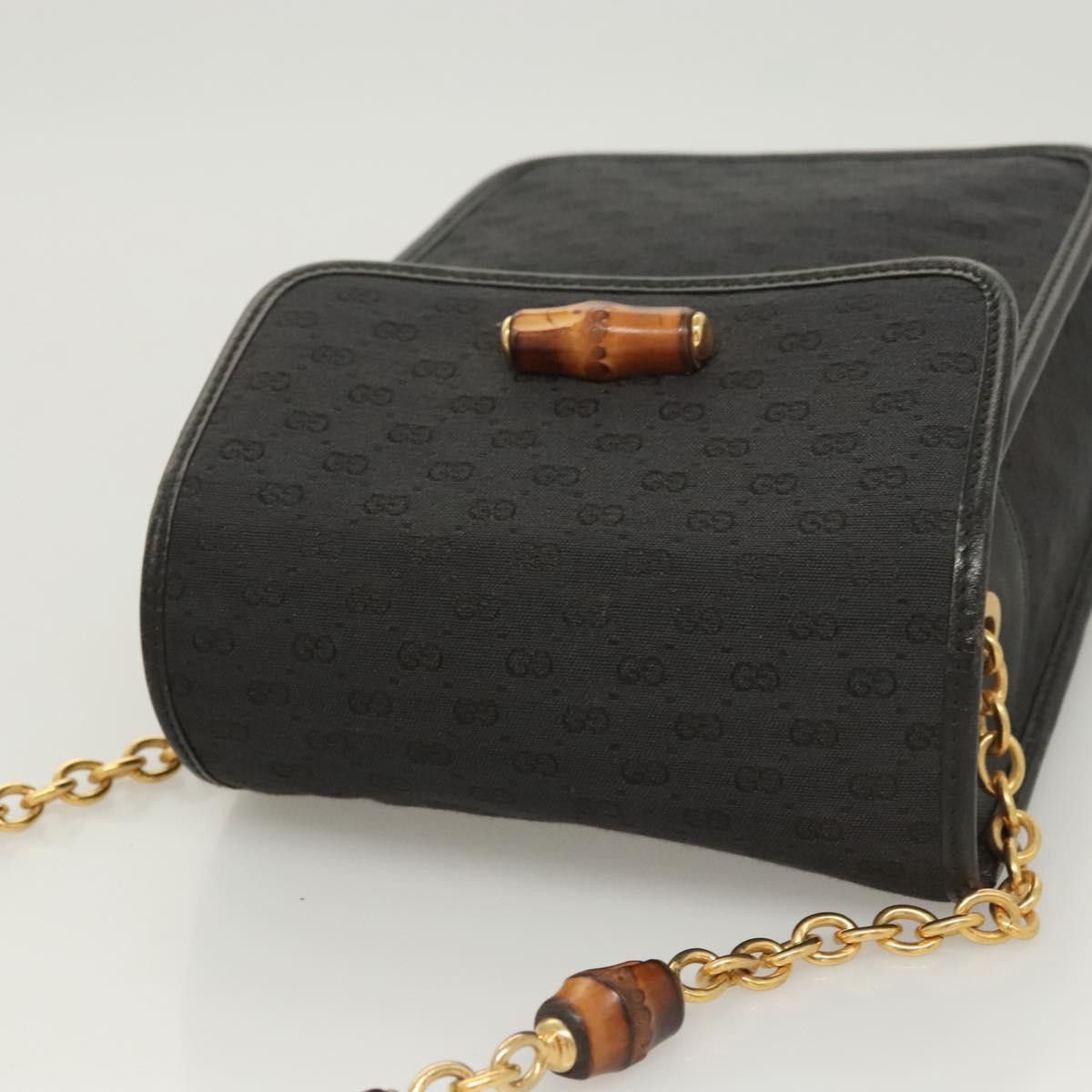 Gucci GUCCI Micro GG Canvas Bamboo Shoulder Bag Pvc Black Gold Size ONE SIZE - 6 Thumbnail