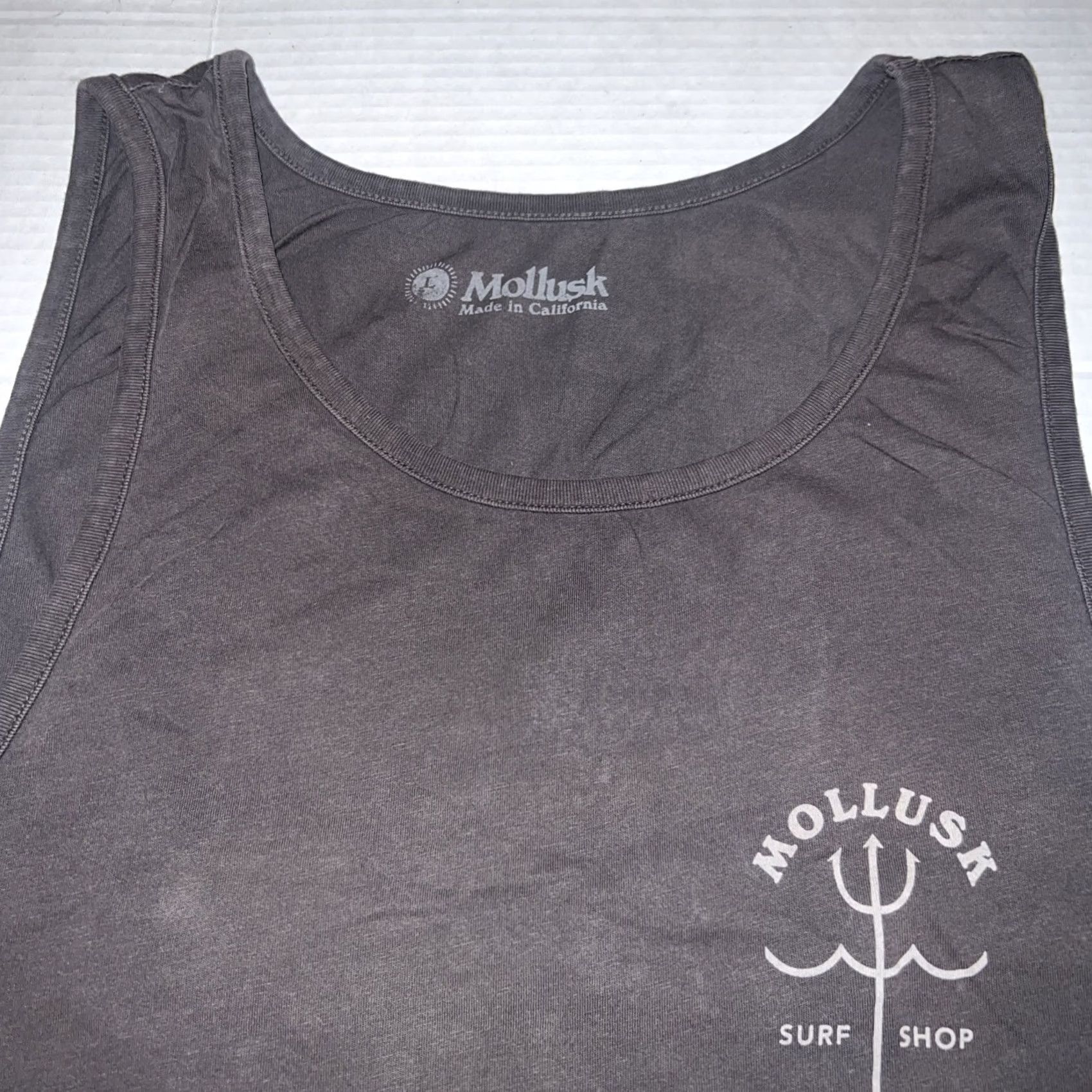 Vintage VINTAGE Mollusk California Surfboards Logo Tank Top Shirt Large Gray Mens Regular Workout Beach Bohemian Surfer California 90s Style Logo Tee Size US L / EU 52-54 / 3 - 2 Thumbnail