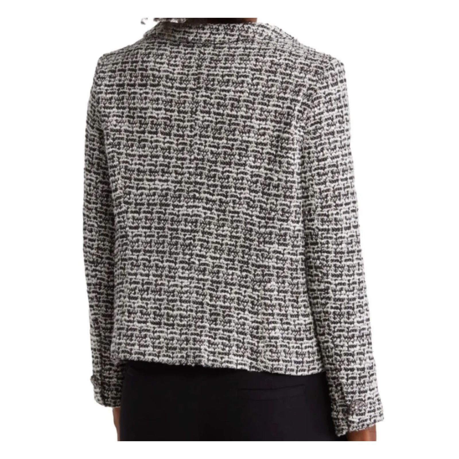 Adrianna Papell Adrianna Papell Jacket Womens Black/White Tweed Buttonfront L Size Size L / US 10 / IT 46 - 3 Thumbnail