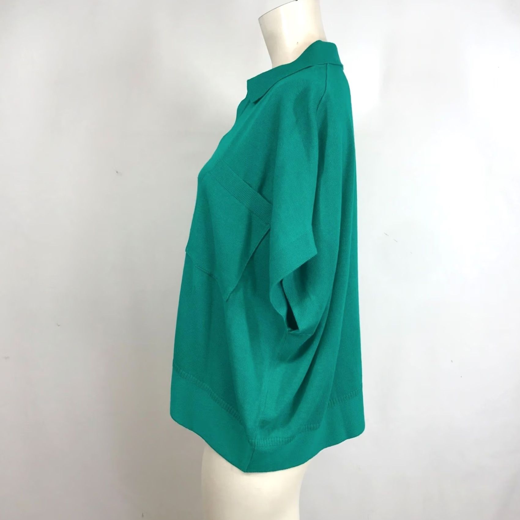 Banana Republic BANANA REPUBLIC Womens XS/S Green V NECK COLLARED Cotton-Linen Blend TOP Size XS / US 0-2 / IT 36-38 - 6 Thumbnail