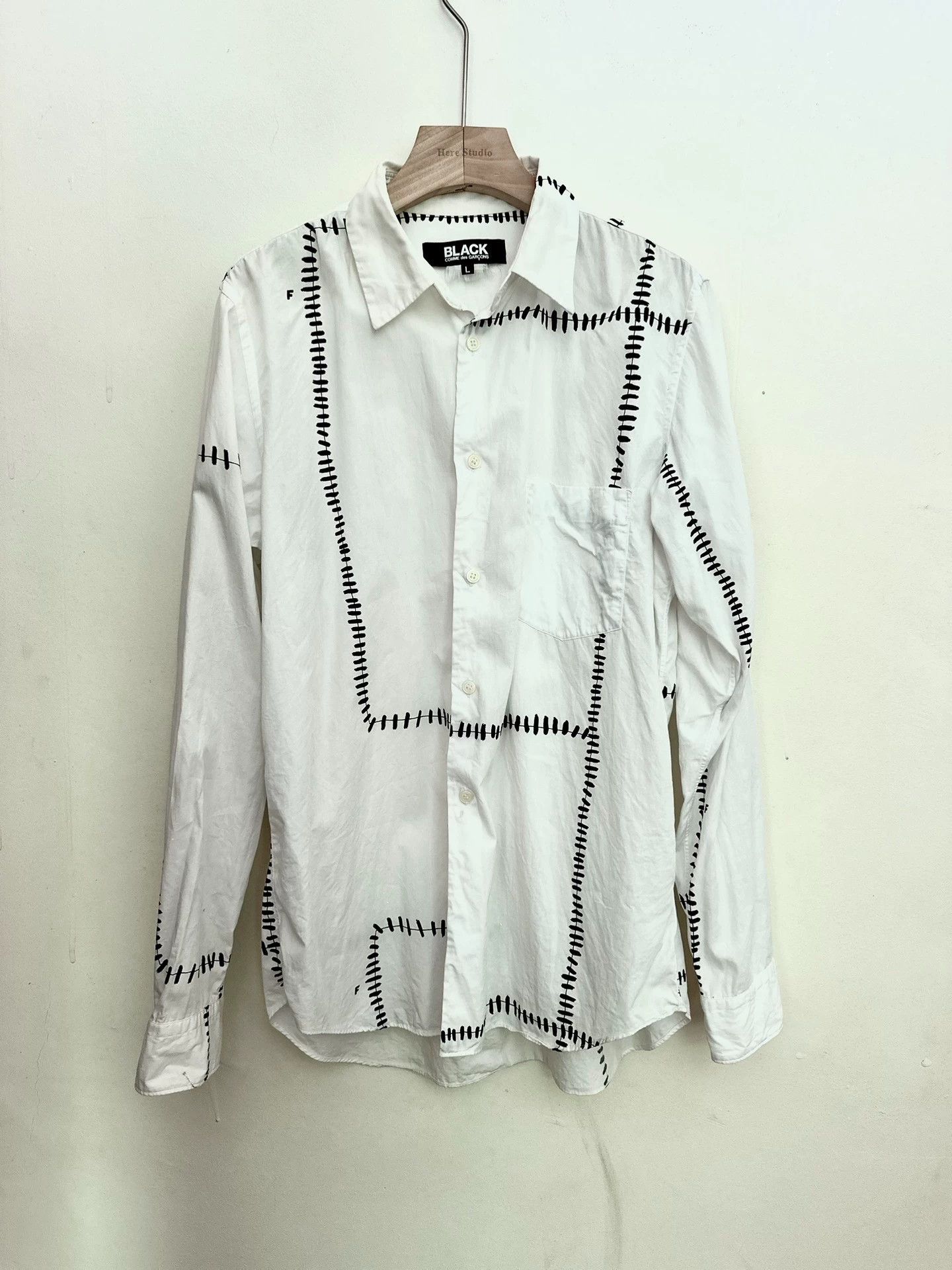 Comme des Garcons Comme Des Garcons White black striped long sleeved shirt -DMC Size US L / EU 52-54 / 3 - 1 Thumbnail