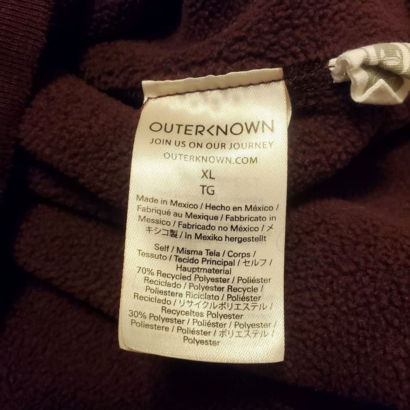 Outerknown Outerknown Pullover Hoodie Fleece Maroon Red Fuzzy Hooded XL Men Size US XL / EU 56 / 4 - 7 Thumbnail