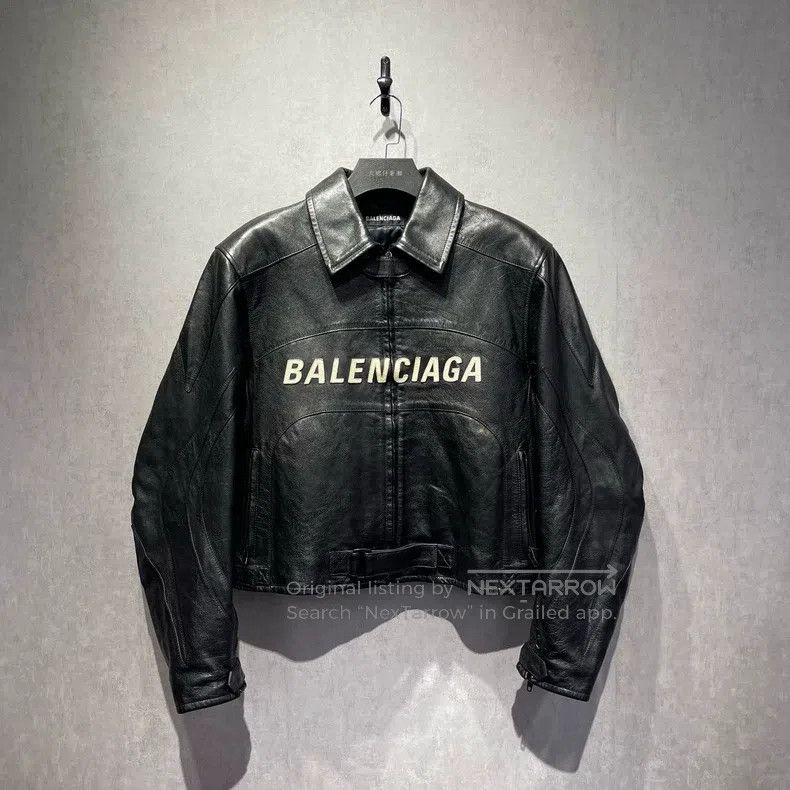 Balenciaga Balenciaga Logo printed leather jacket Size US S / EU 44-46 / 1 - 1 Thumbnail