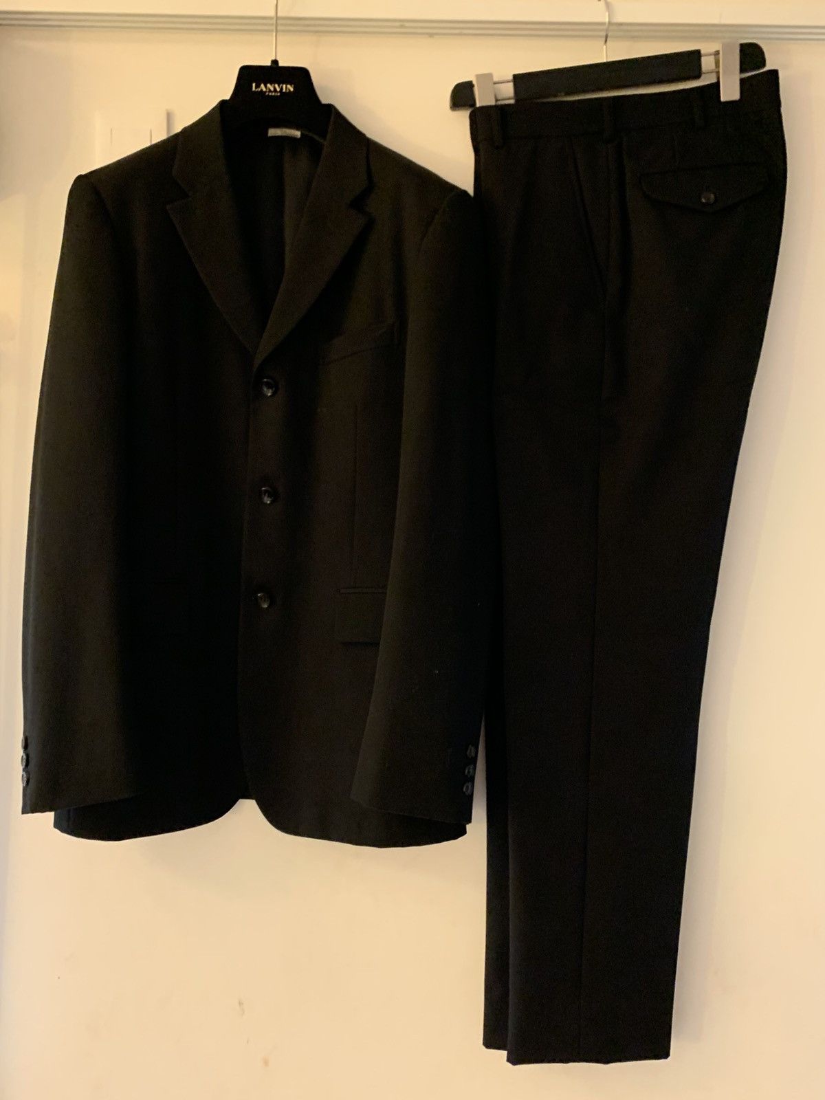 Comme des Garcons Homme Plus Black suit 3 buttons jacket w/ straight pant Size 38L - 1 Thumbnail