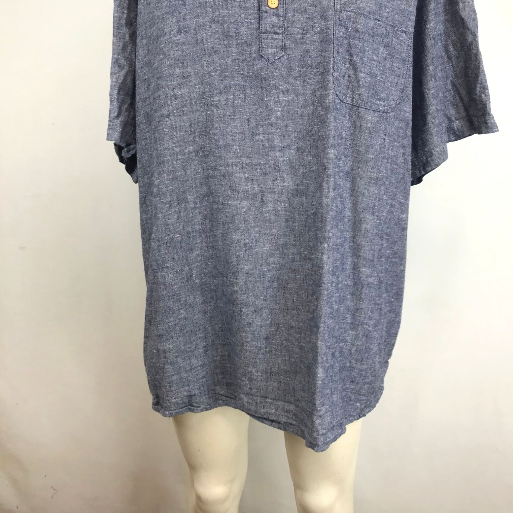 Vintage Eventide Mens Blue Linen Blend Short Sleeve Henley Polo Shirt Regular Fit Big 3X Size US XXL / EU 58 / 5 - 3 Thumbnail