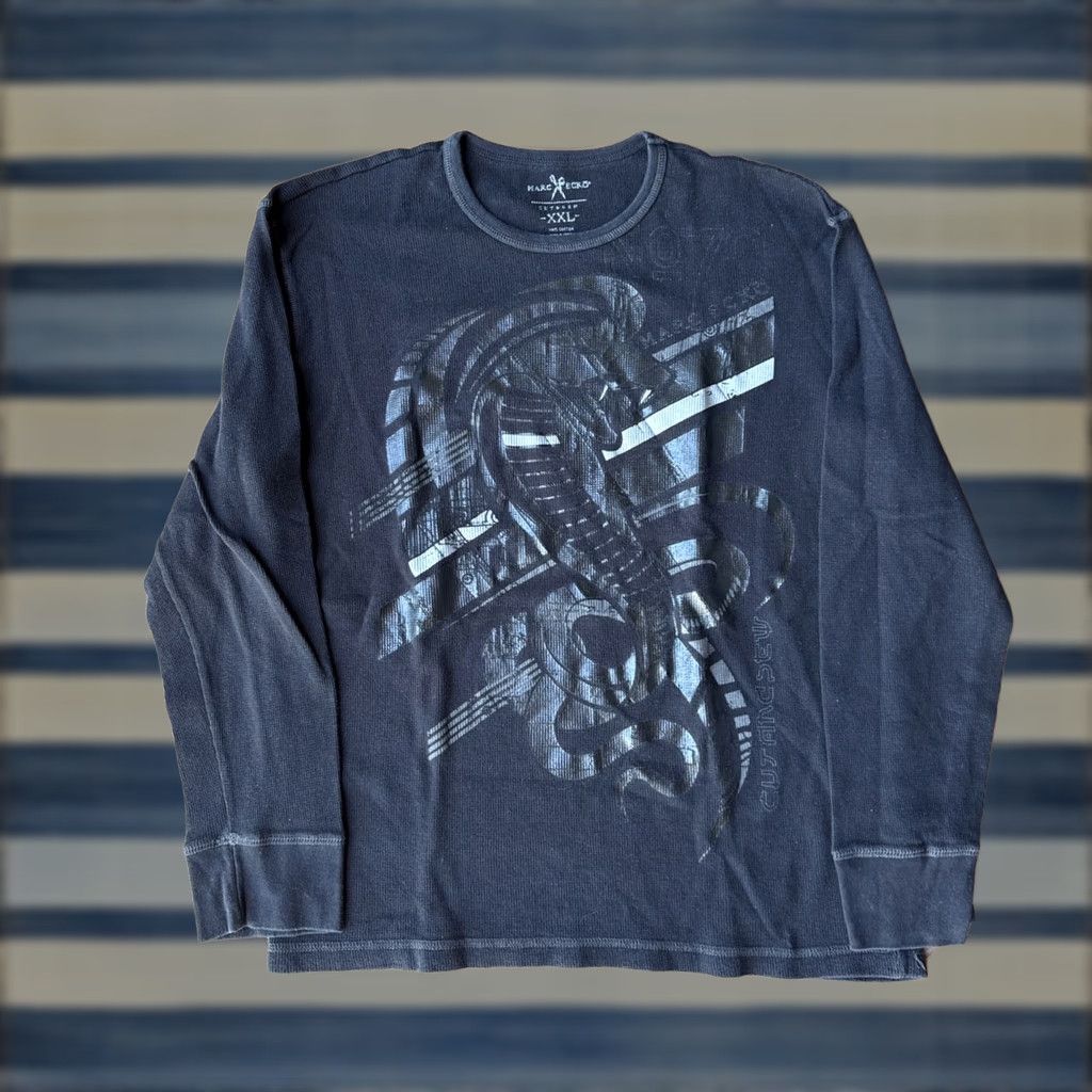 Marcs VINTAGE Marc Ecko Snake Thermal Long Sleeve Shirt 2XL Black Crew Neck Mens T-Shirt Graphic Print Grunge Punk Y2K 2000s Logo Affliction Japan Cyber Emo Size US L / EU 52-54 / 3 - 1 Thumbnail