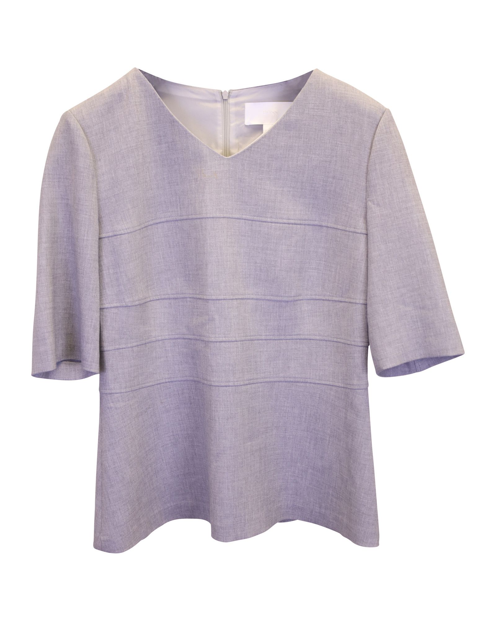Hugo Boss Hugo Boss V-neck Top in Grey Polyester Viscose Size M / US 6-8 / IT 42-44 - 1 Thumbnail