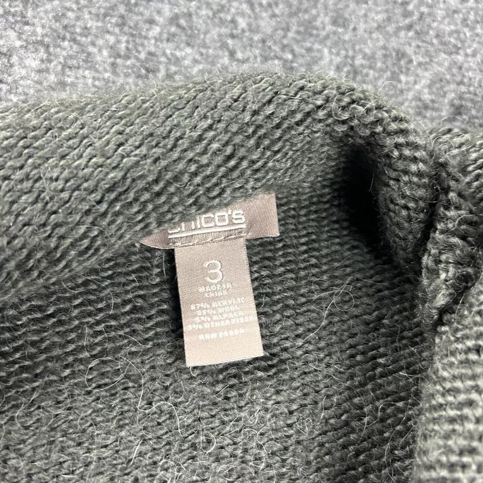 Chicos Chico's Cardigan Womens 3 Gray Chunky Acrylic Wool Alpaca Size XS / US 0-2 / IT 36-38 - 3 Thumbnail
