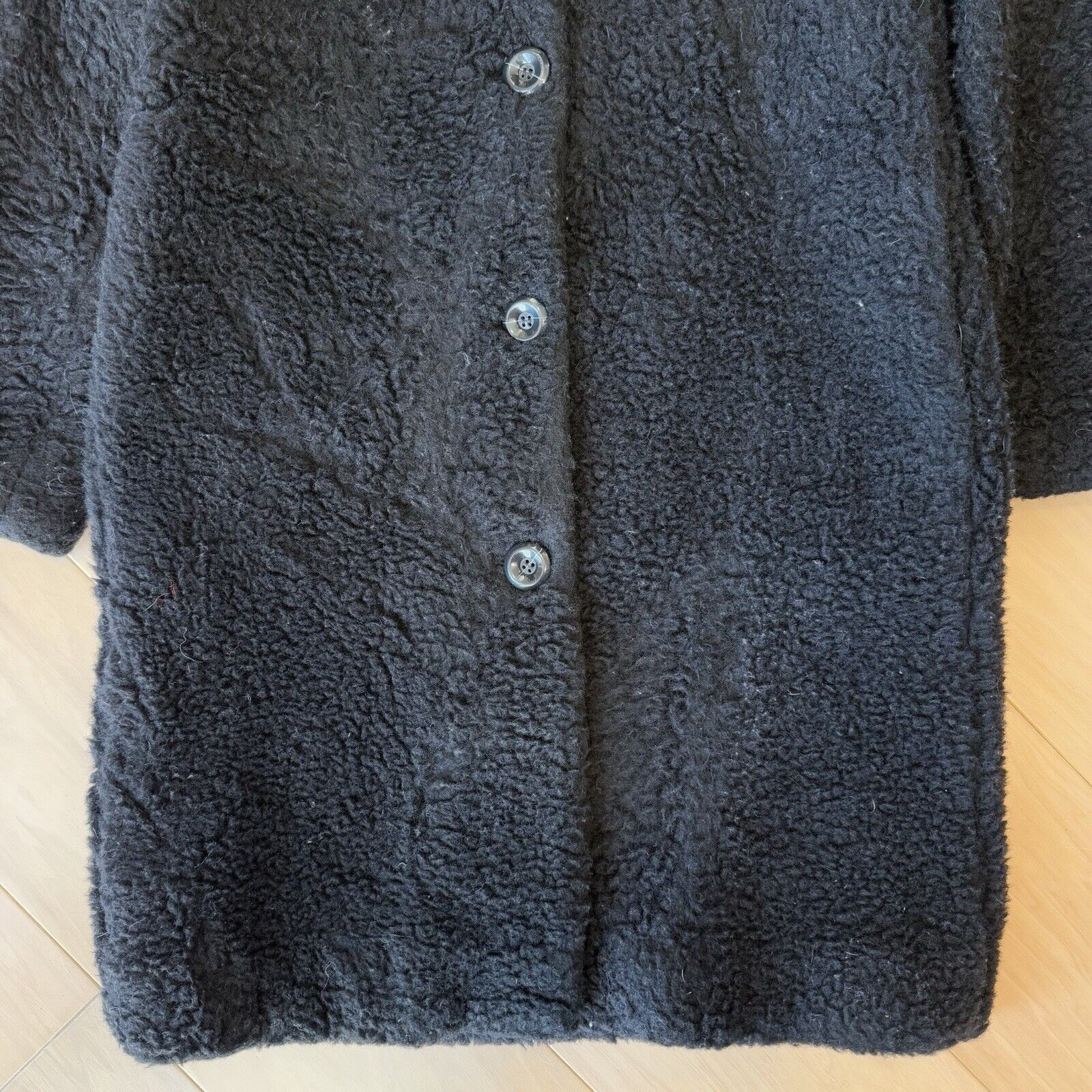 A.P.C. APC Shearling Jacket 34 Black Wool Cotton Long Tench Sherpa Size US M / EU 48-50 / 2 - 4 Thumbnail