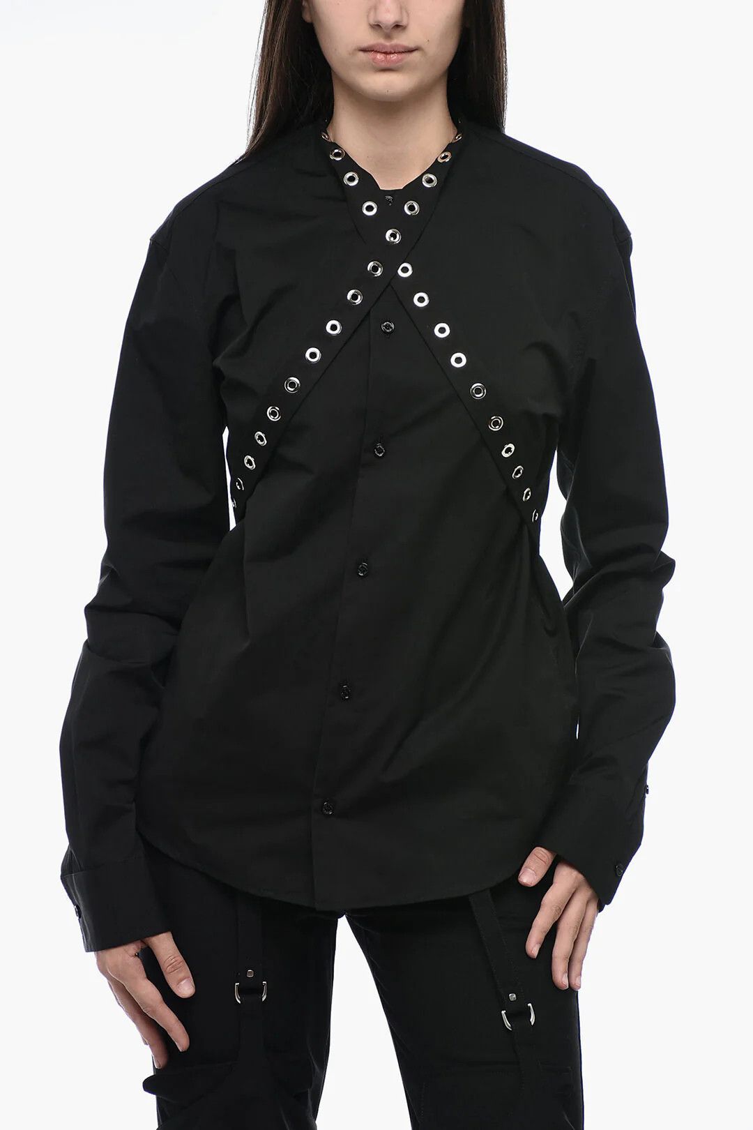 Off-White og1mm0426 Poplin Blouse in Black Size M / US 6-8 / IT 42-44 - 1 Thumbnail