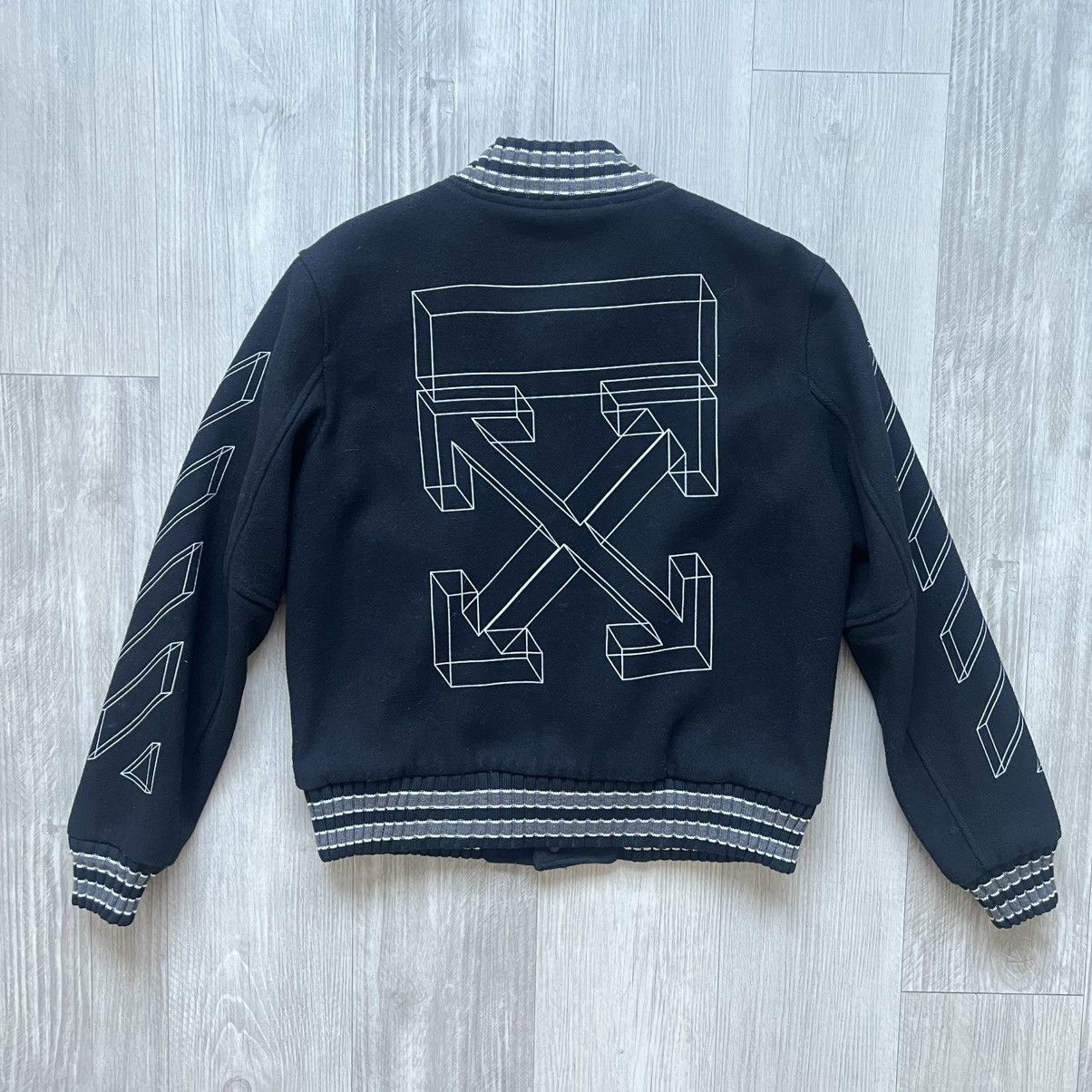Off-White Off-White FW18 3-D Wool Varsity Jacket Size US L / EU 52-54 / 3 - 1 Thumbnail