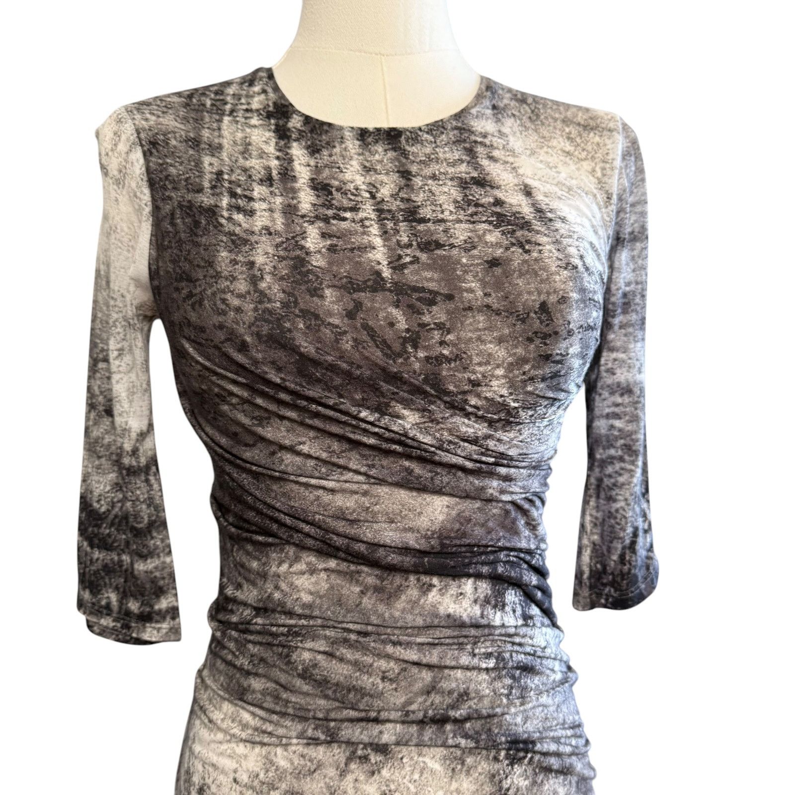 Helmut Lang Helmut Lang New Nova Print Ruched Jersey Dress Size P Size XXS / US 00 / IT 34 - 7 Thumbnail