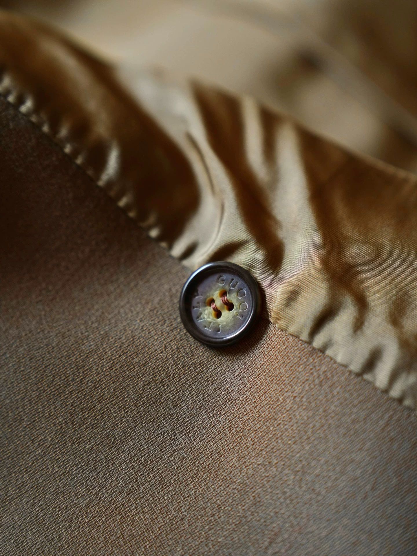 Gucci GUCCI Vintage Khaki Wool Gold Button Cinched Waist Coat Size M / US 6-8 / IT 42-44 - 6 Thumbnail