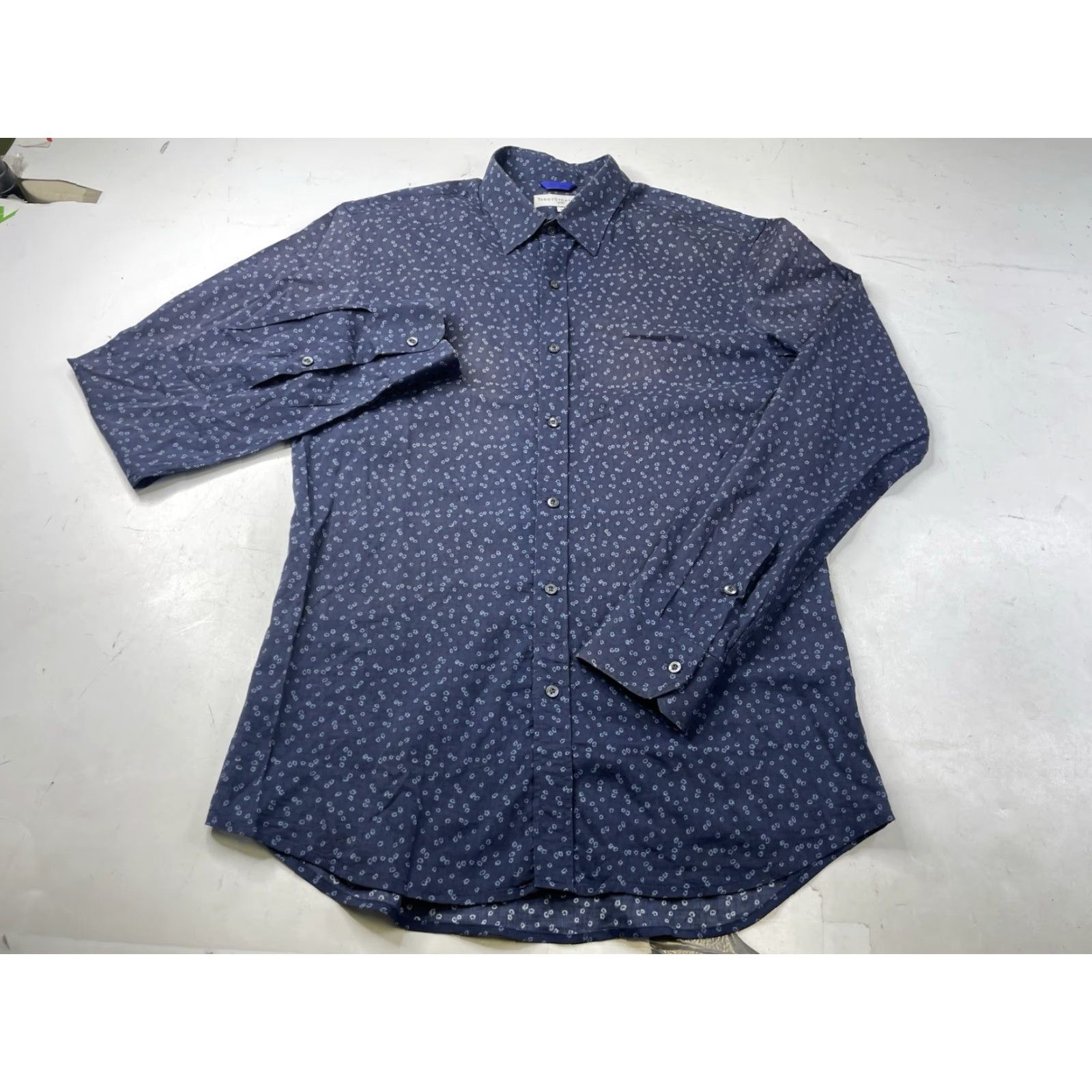Vintage Teddy Stratford Shirt Men L Blue Long Sleeve Button-Up Zip Full Zip Pockets Casual Slim Cotton Twill Button Front Collar Style Point Vintage: No Size US L / EU 52-54 / 3 - 2 Thumbnail