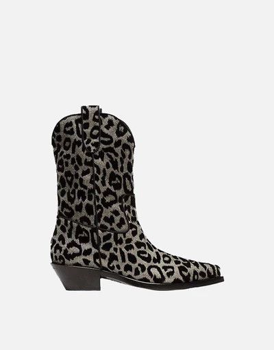 Dolce & Gabbana o1y0825 Leopard-Print Ankle Boots in Gray/Black Size US 6.5 / IT 36.5 - 1 Thumbnail