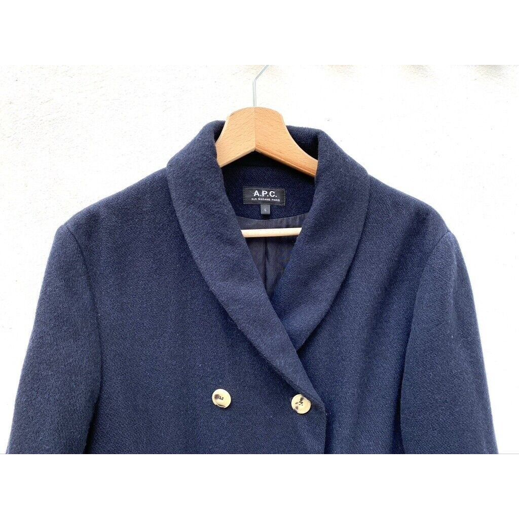 A.P.C. Navy Wool PeaCoat Size L / US 10 / IT 46 - 2 Thumbnail