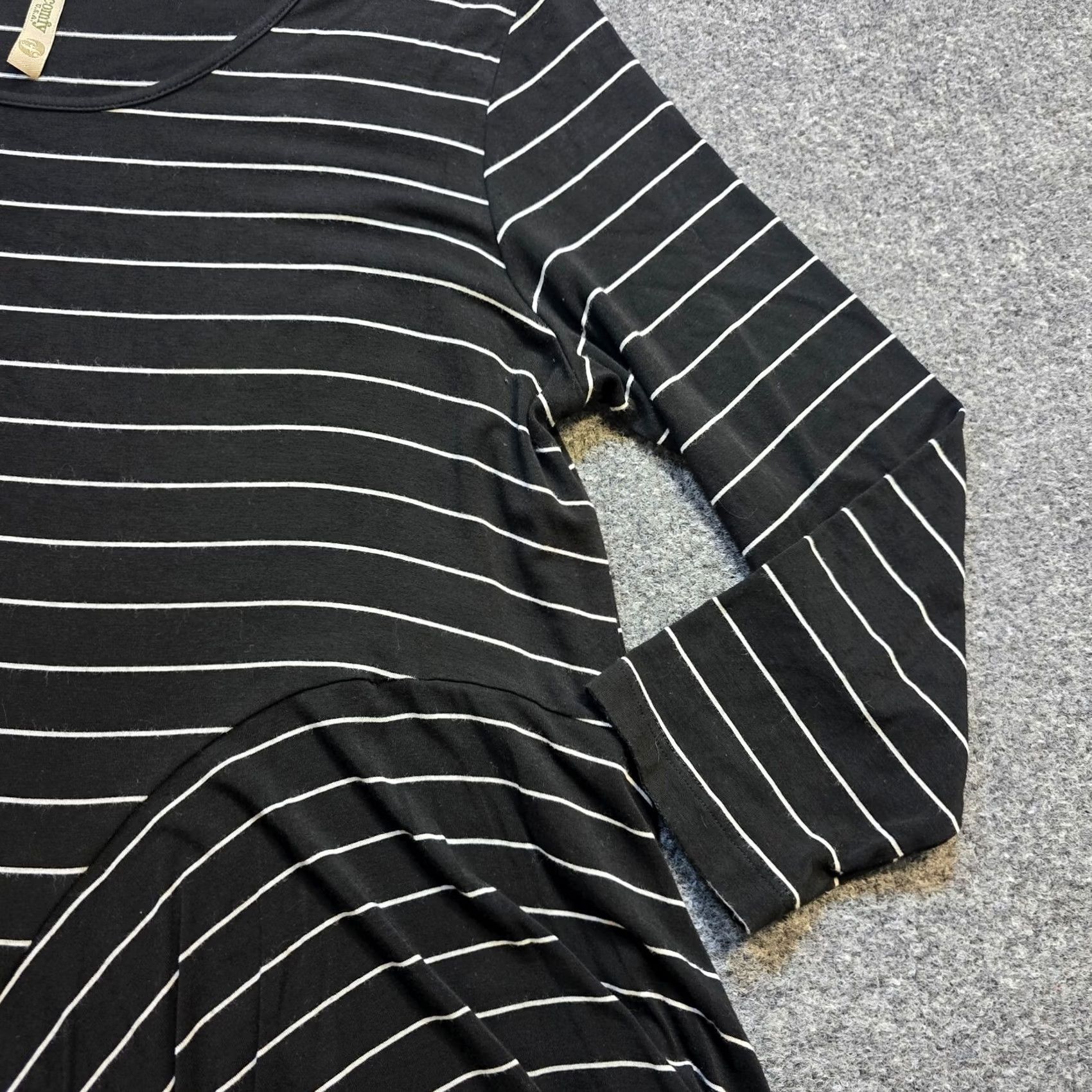 Vintage Comfy USA Top Womens Small Black Striped Tunic Long Sleeve Asymmetrical Casual Shirt Men/Women? Size S / US 4 / IT 40 - 3 Thumbnail