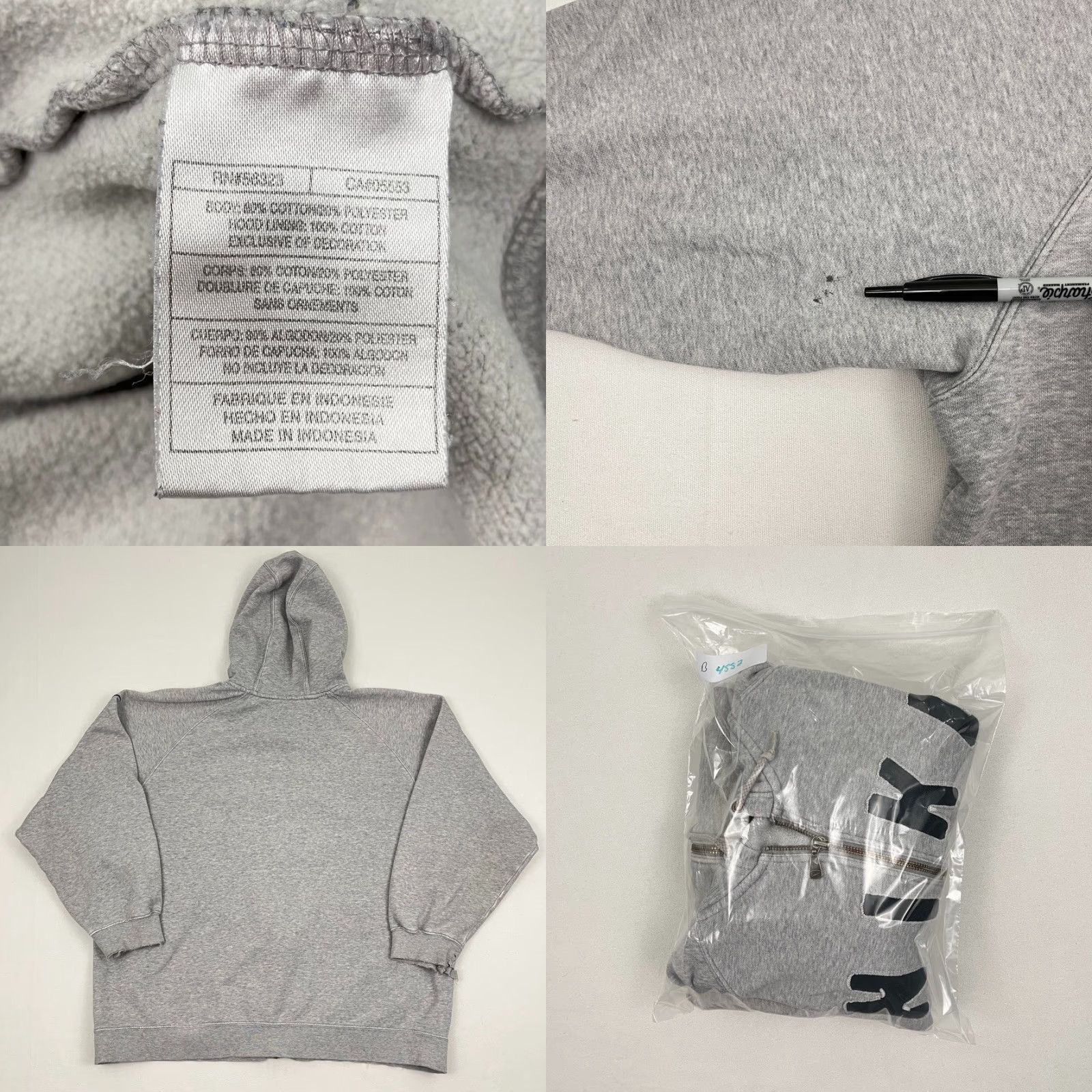 Nike Nike Hoodie Mens 2XL Gray Center Logo Swoosh Distressed Zip Pullover with Hood Pockets Vintage-Style 80s 90s Sportswear Classic Nike Sportswear Size US XXL / EU 58 / 5 - 9 Thumbnail