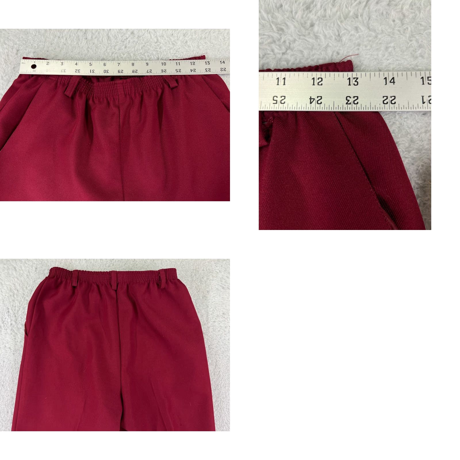 Vintage Classic Collection Pants Womens 10 Chino Regular High Rise Elastic Waist 100% Polyester Red Vintage No Size 32" / US 10 / IT 46 - 9 Thumbnail