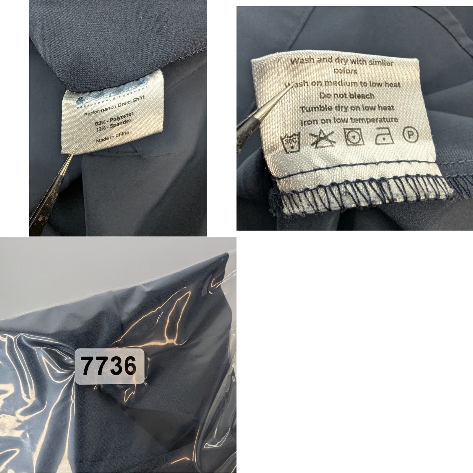 J Brand & Collar Brand Shirt Men’s Small Slim Navy Button-Up Performance Stretch Modern Convenience Size 36R - 8 Thumbnail