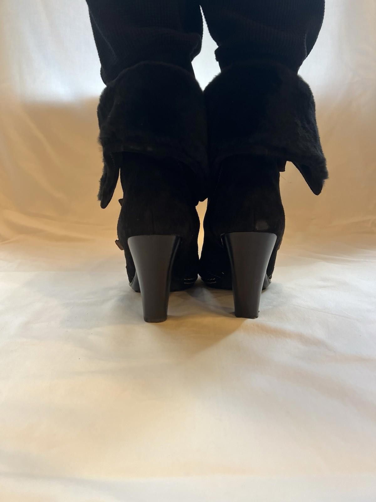 Soffe Söfft Women Black Suede Fur Lined Buckle Heel Boots Size 11 Size US 11 / IT 41 - 3 Thumbnail