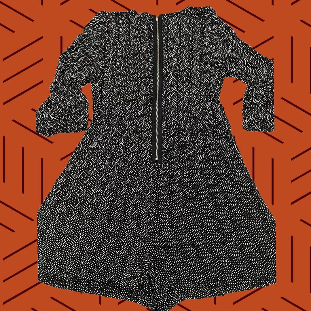 Vintage Cooperative Black Polka Dot Long Sleeve Mini Dress Size M Women Size M / US 6-8 / IT 42-44 - 1 Thumbnail