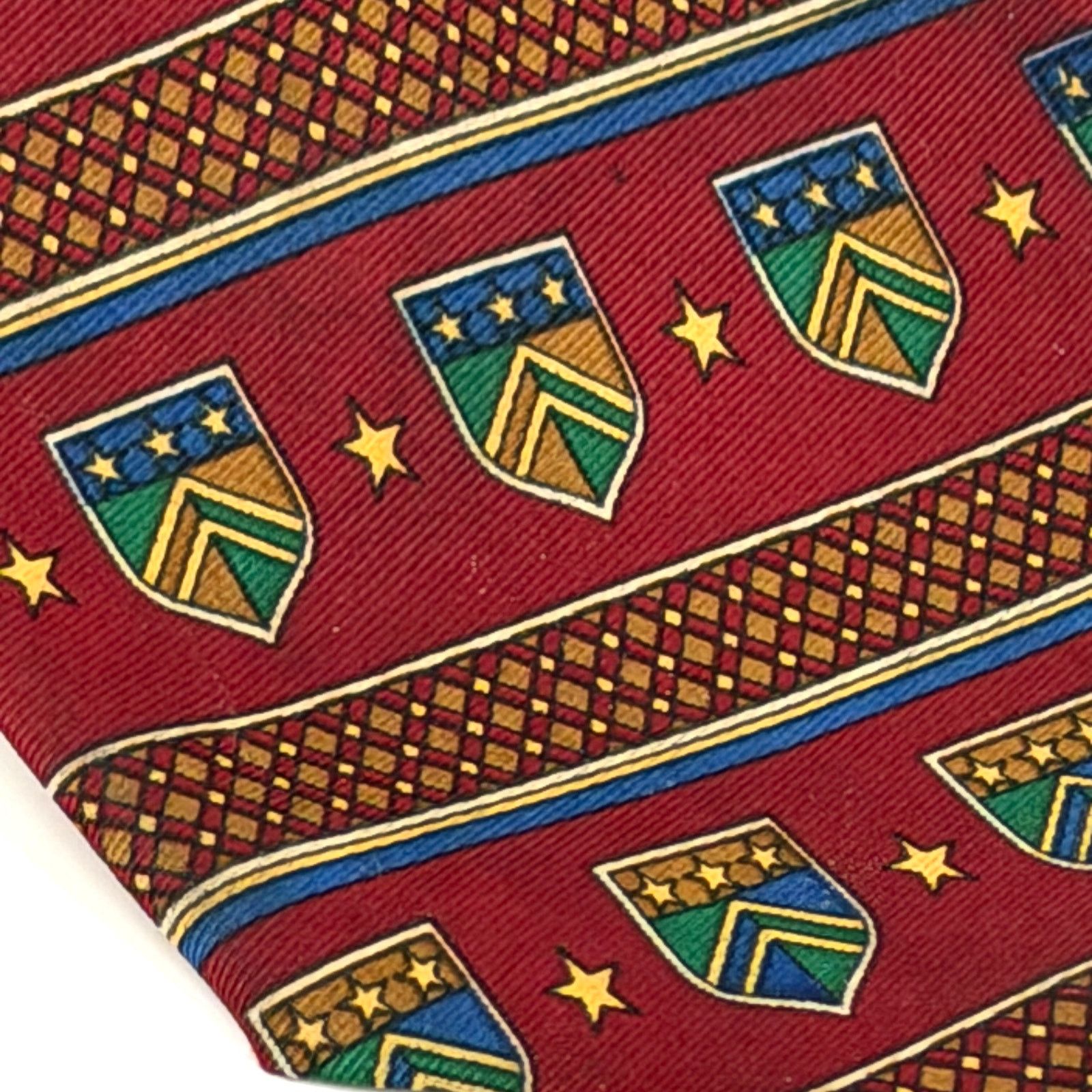 Tommy Hilfiger Vintage 90s Red Crest Stars Heraldic Preppy Necktie Size ONE SIZE - 2 Thumbnail