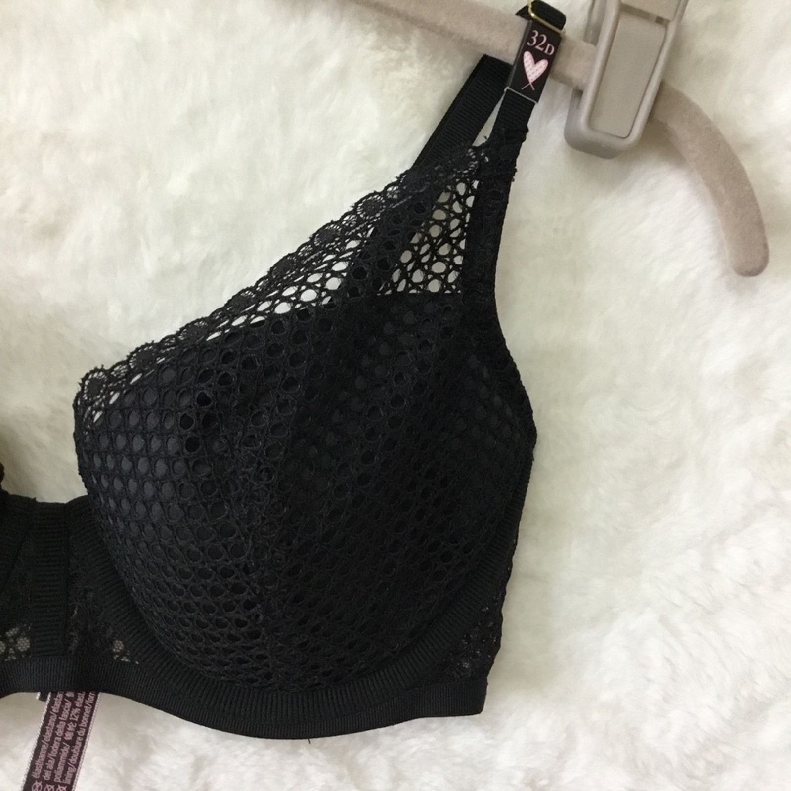 Victoria's Secret Victoria's Secret Black Fishnet Lace Push-Up Bra Size ONE SIZE - 7 Thumbnail