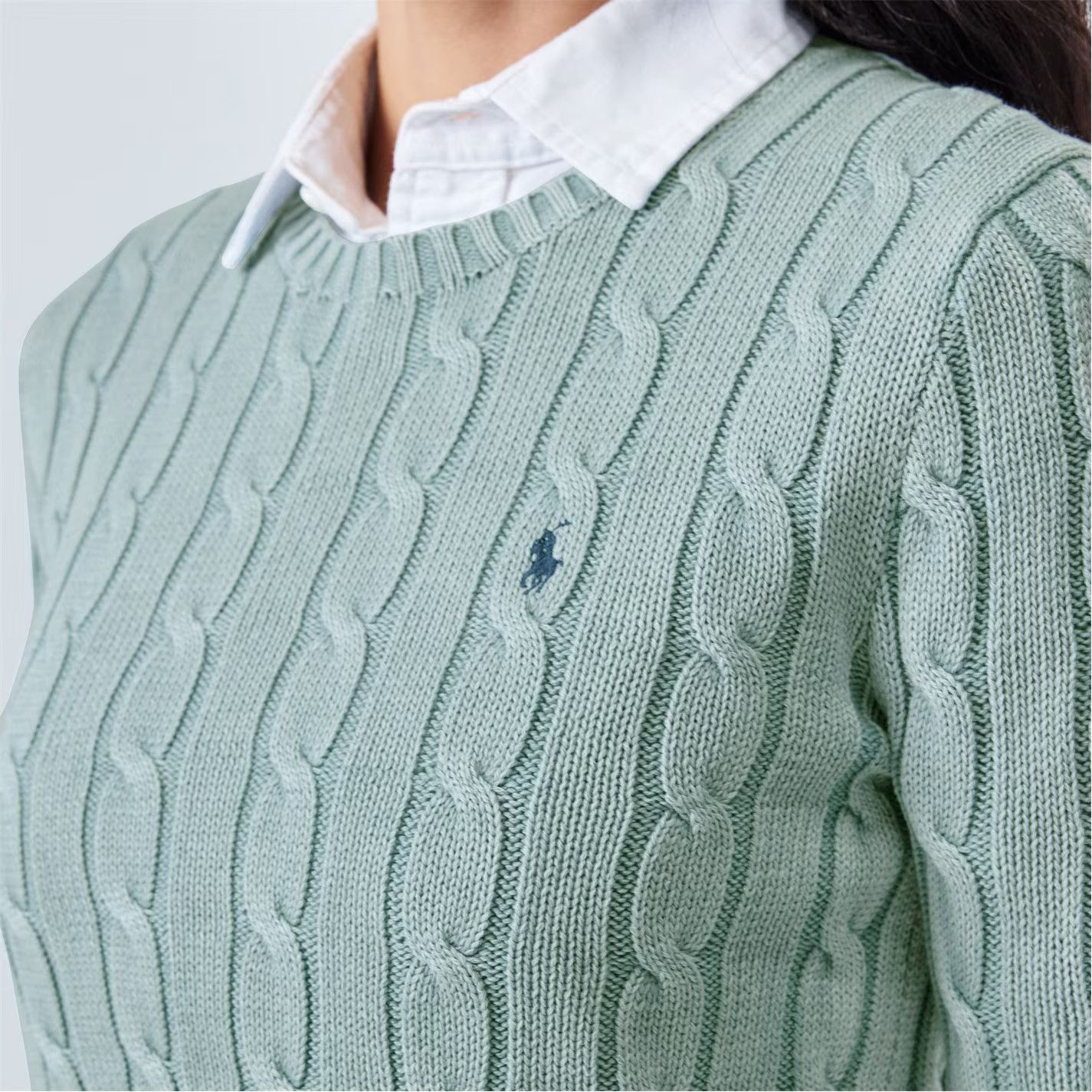Polo Ralph Lauren o1g2r1mq0825 Cable-Knit Jumper in Light Chambray Size XS / US 0-2 / IT 36-38 - 5 Thumbnail