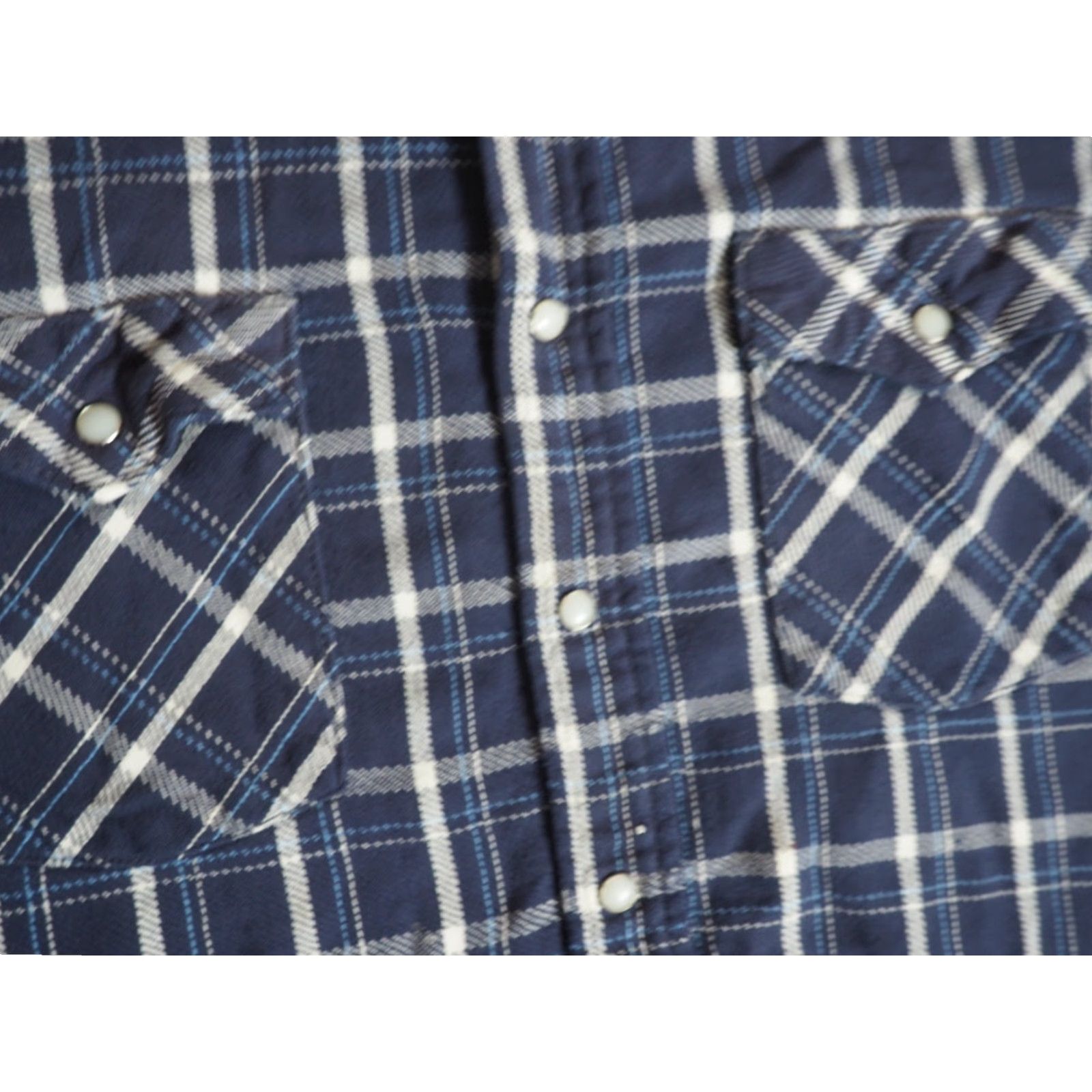 Vintage VTG Saddle King Cotton Blue White Western Flannel Grunge Pearl Snap Shirt 2X Size US XXL / EU 58 / 5 - 8 Thumbnail