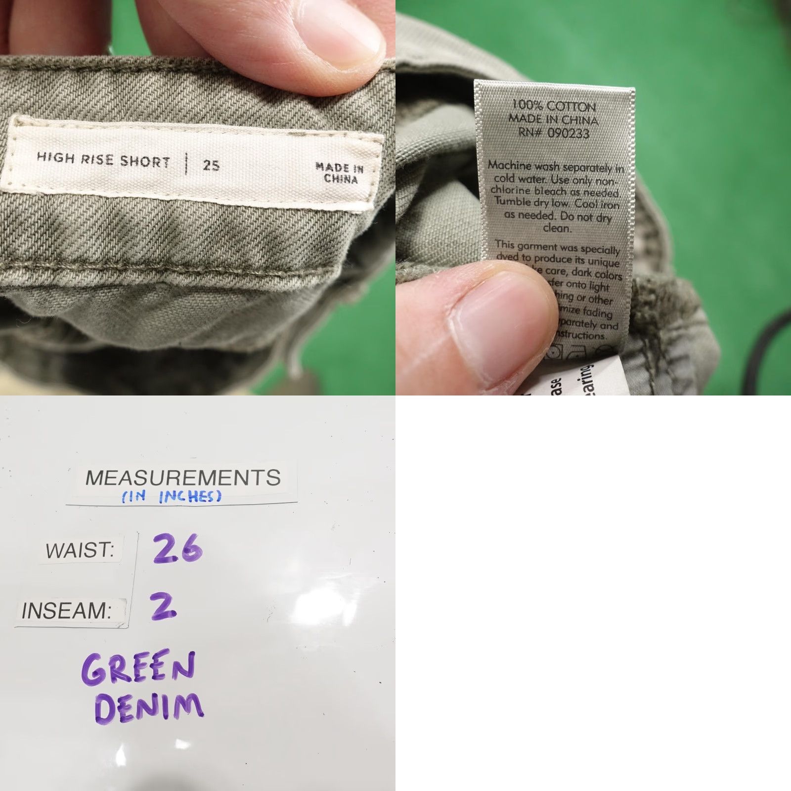 Pacsun VINTAGE PacSun High Rise Shorts Womens 25 Green Denim Raw Hem Casual Summer Distressed Size 42" / US 20 - 8 Thumbnail
