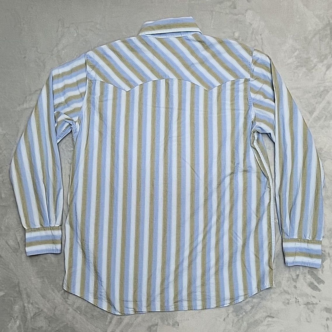Lucky Brand Lucky Brand Shirt Mens XL Blue Green Striped Pearl Snap Long Sleeve Western Size US XL / EU 56 / 4 - 7 Thumbnail