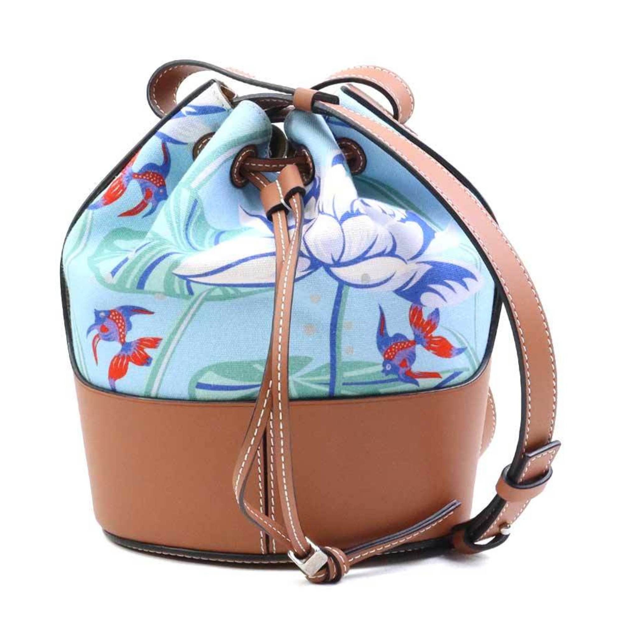 Loewe LOEWE Paula's Ibiza collaboration balloon bag, small, canvas and leather, blue brown, women's, free shipping, r10905n Size ONE SIZE - 1 Thumbnail