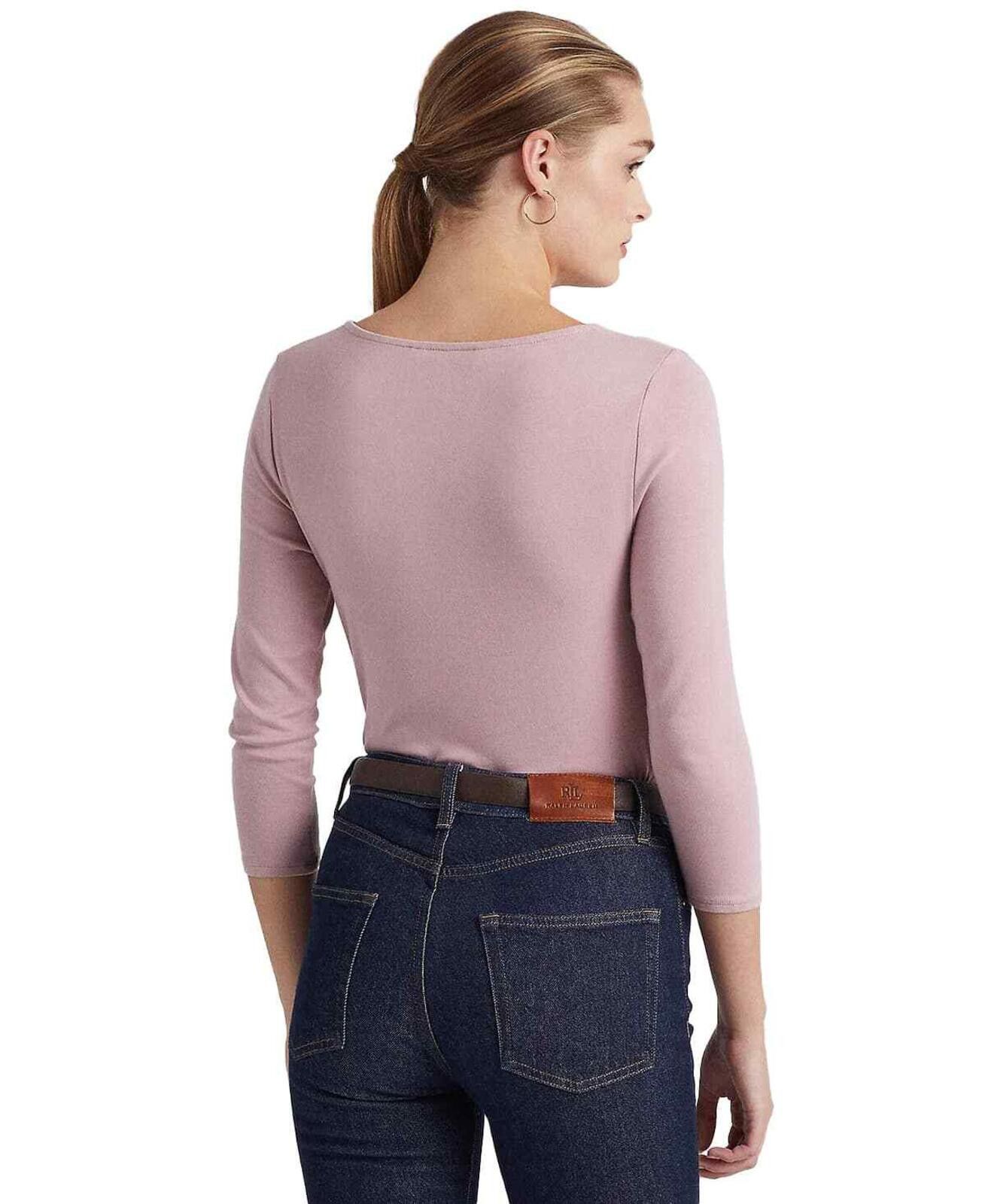 Lauren Ralph Lauren Lauren Ralph Lauren Purple Lace-Trim Stretch Cotton Top L Size L / US 10 / IT 46 - 2 Thumbnail