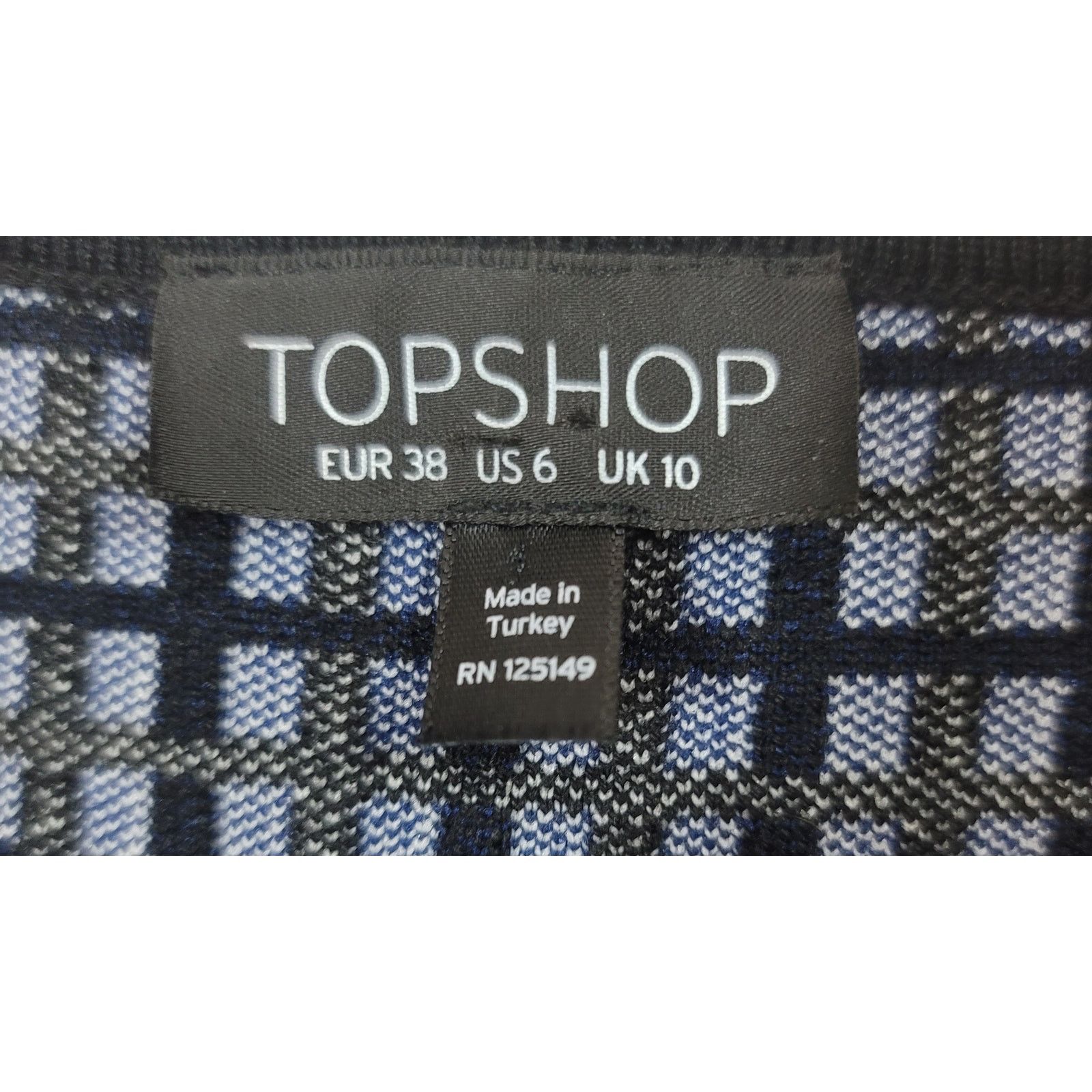 Topshop TopShop Black Blue Plaid Flippy Skater Dress 6 Fit & Flare Size M / US 6-8 / IT 42-44 - 3 Thumbnail