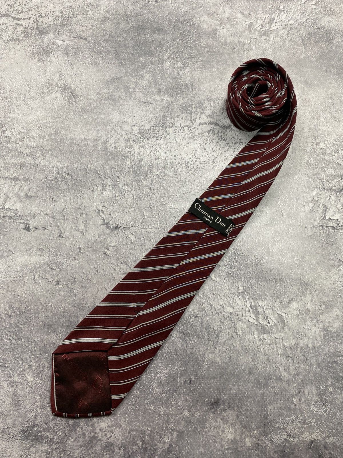 Christian Dior Monsieur Vintage Christian Dior Paris Striped Silk Tie Luxury France Size ONE SIZE - 1 Thumbnail