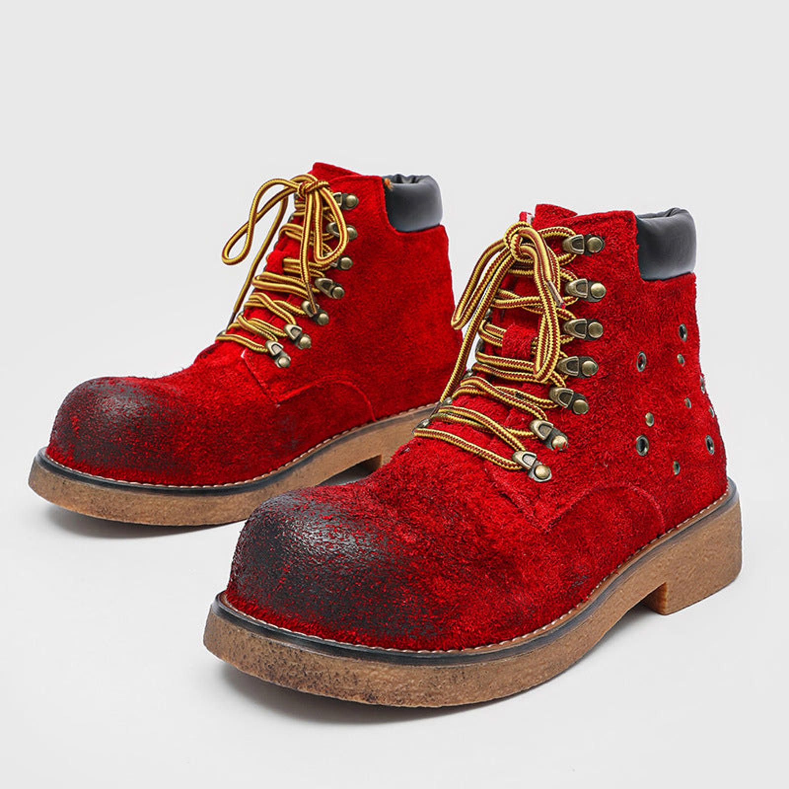 Japanese Brand Studded Platform Boots, Workwear Ankle Boots Size US 7 / EU 40 - 1 Thumbnail