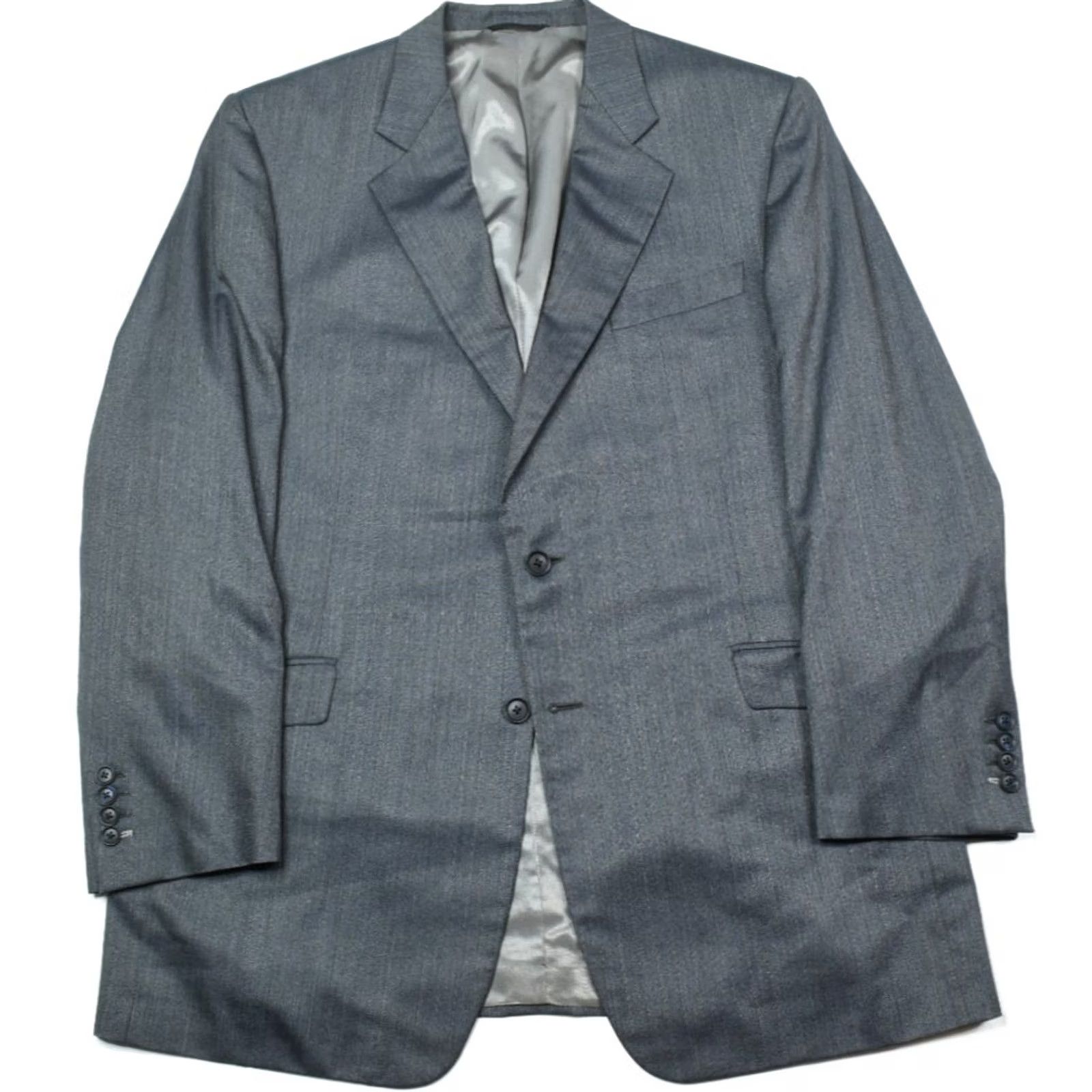 Vintage Adrian Jules SCABAL Diamond Chip Suit 46 Gray Wool Silk 150s Two-Button Mens Size 46R - 3 Thumbnail