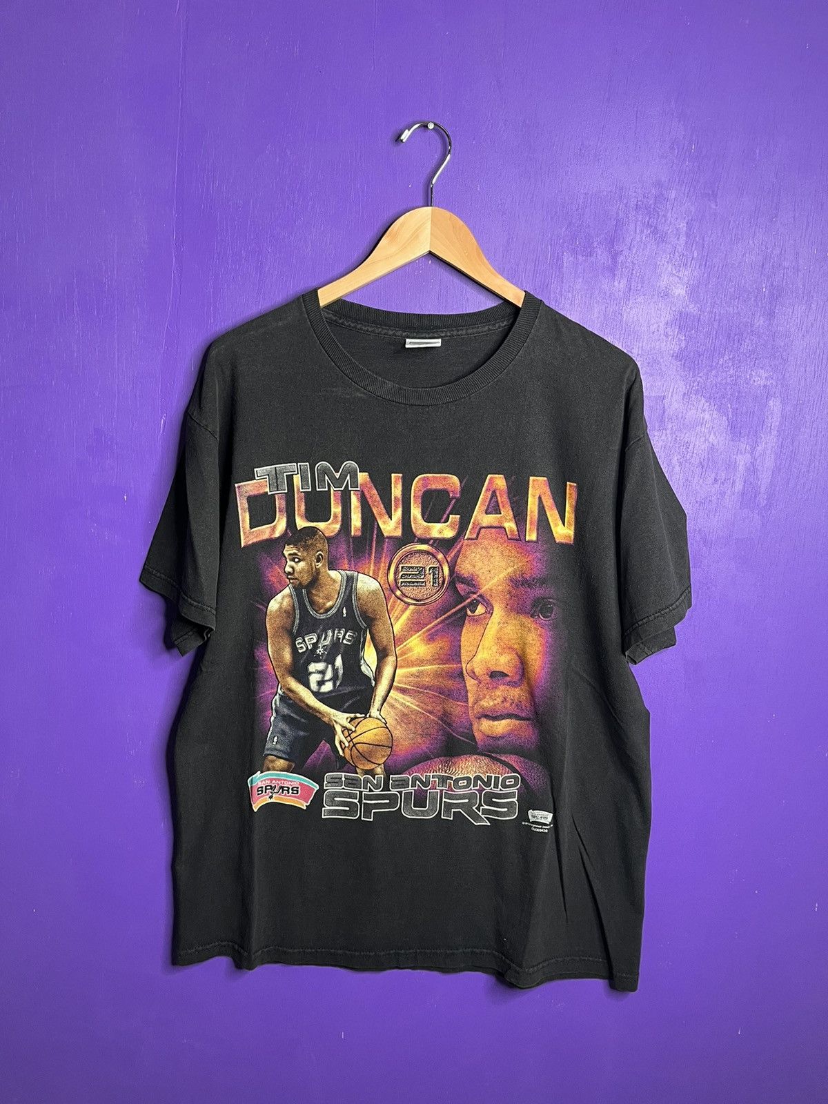NBA × Vintage Vintage 90s Spurs Tim Duncan coin player t-shirt | Grailed