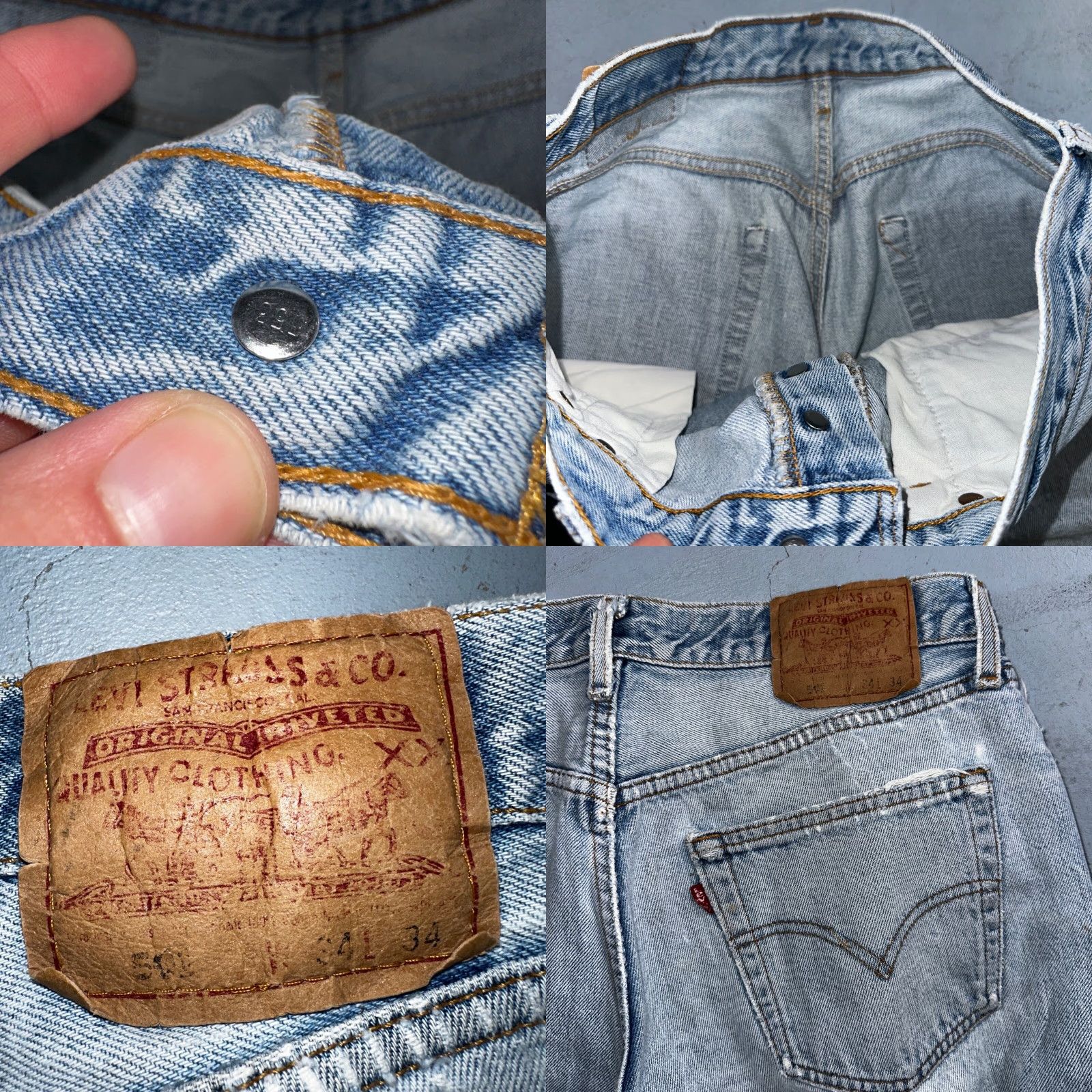 Levi's VINTAGE Levi's 501 Jeans Straight 90s USA Blue Light Wash 34x34 Mens Regular 34 Inseam 34 Jeans Size US 34 / EU 50 - 9 Thumbnail