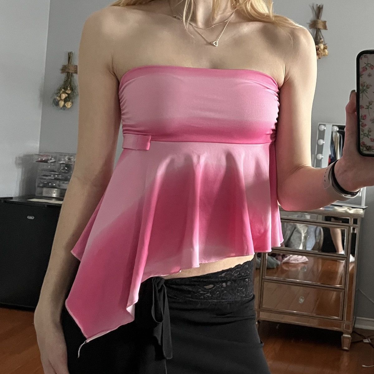 Vintage Vintage Strapless Pink Top Size S / US 4 / IT 40 - 1 Thumbnail