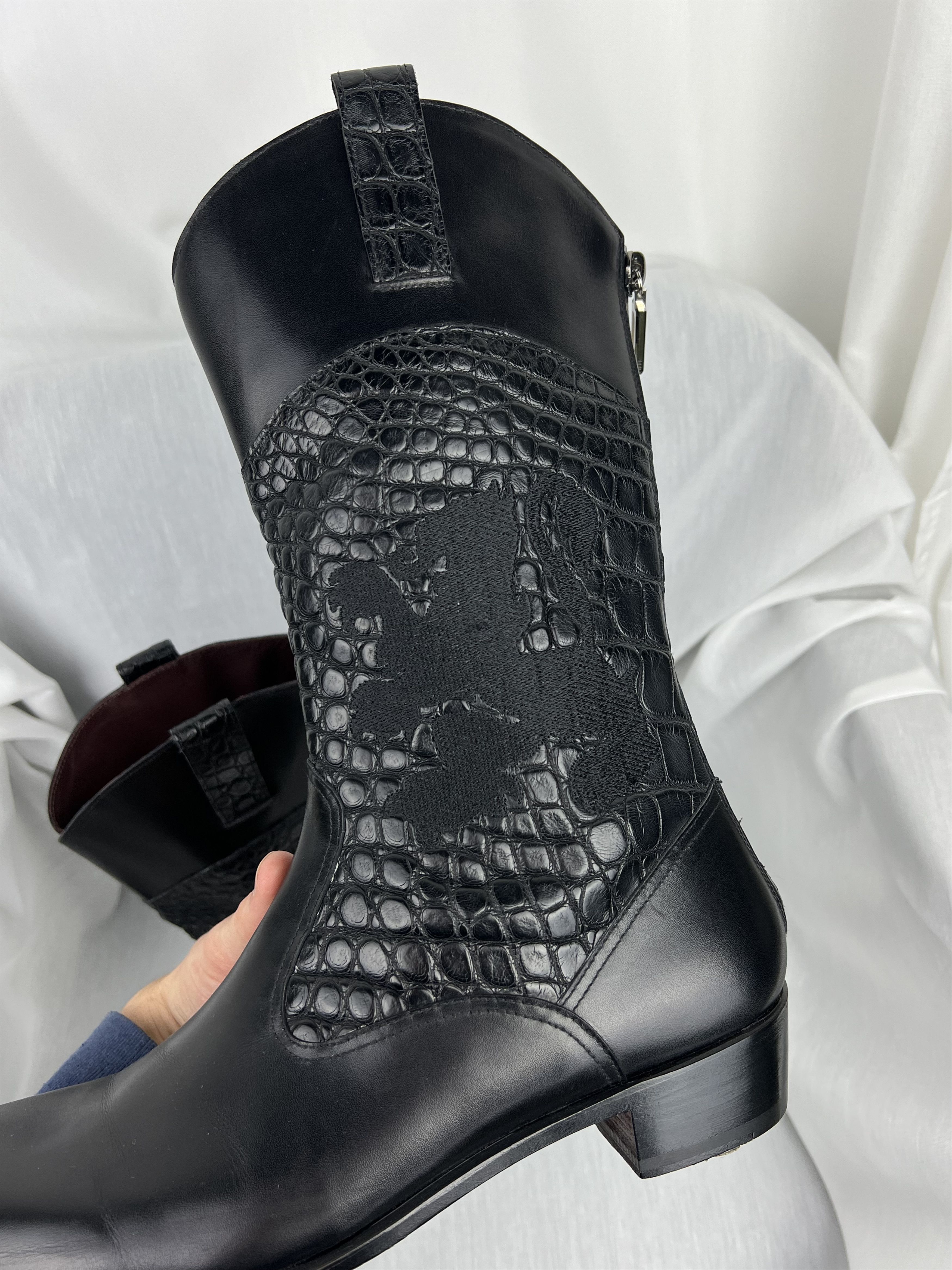 Zilli Stunning Leather with Crocodile Pieces High-Top Boots Size US 9 / EU 42 - 6 Thumbnail