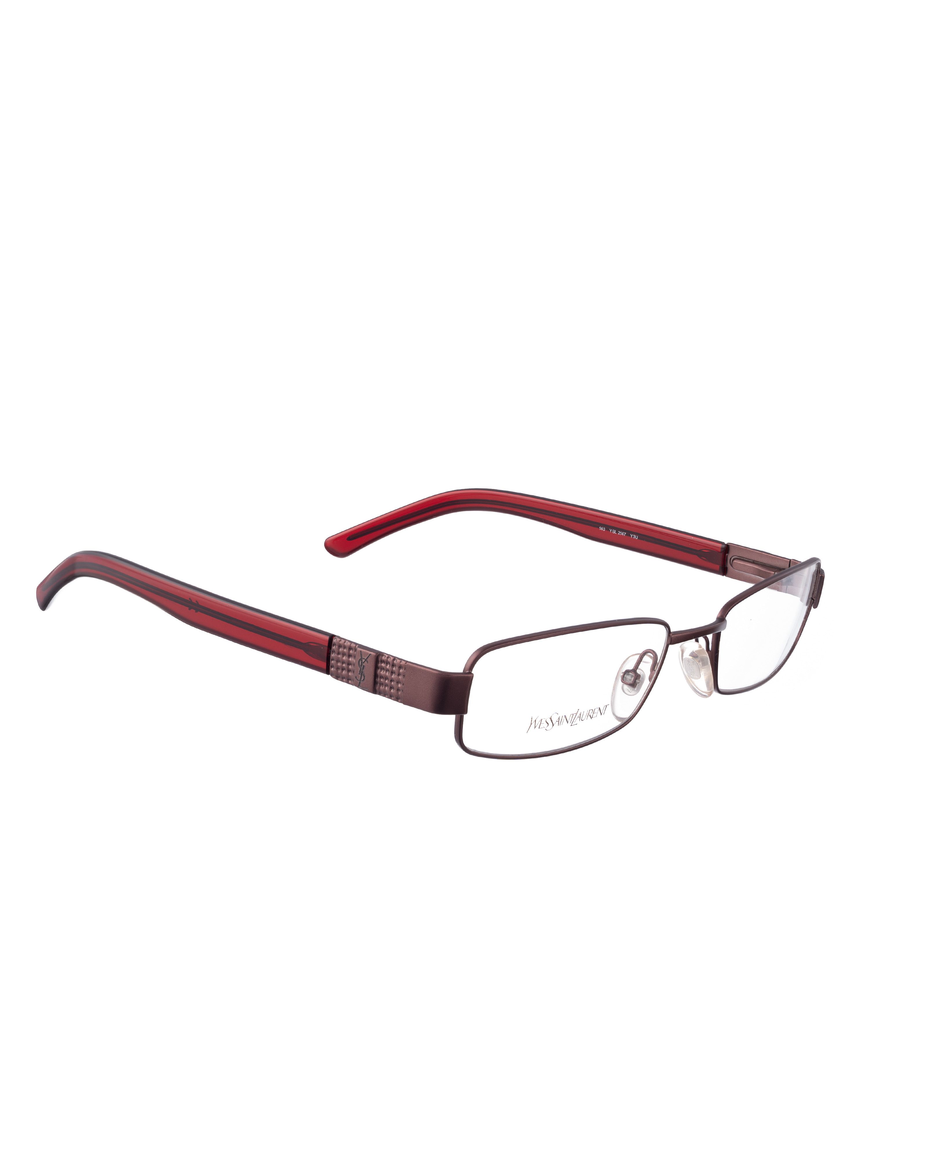 Saint Laurent Paris Yves Saint Laurent 00s Burgundy Brown Wire Metallic Glasses Size ONE SIZE - 2 Thumbnail