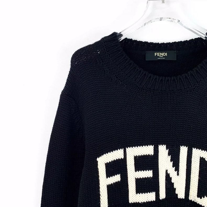 Fendi Fendi Black Logo Knit Long Sleeve Sweater Size US L / EU 52-54 / 3 - 3 Thumbnail