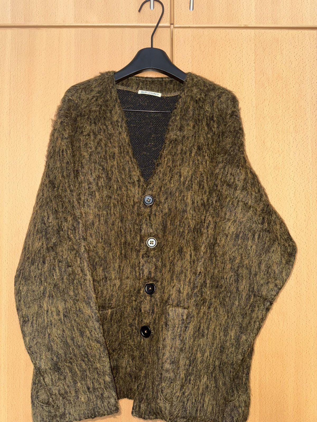 OUR LEGACY Olive Melange Mohair Cardigan