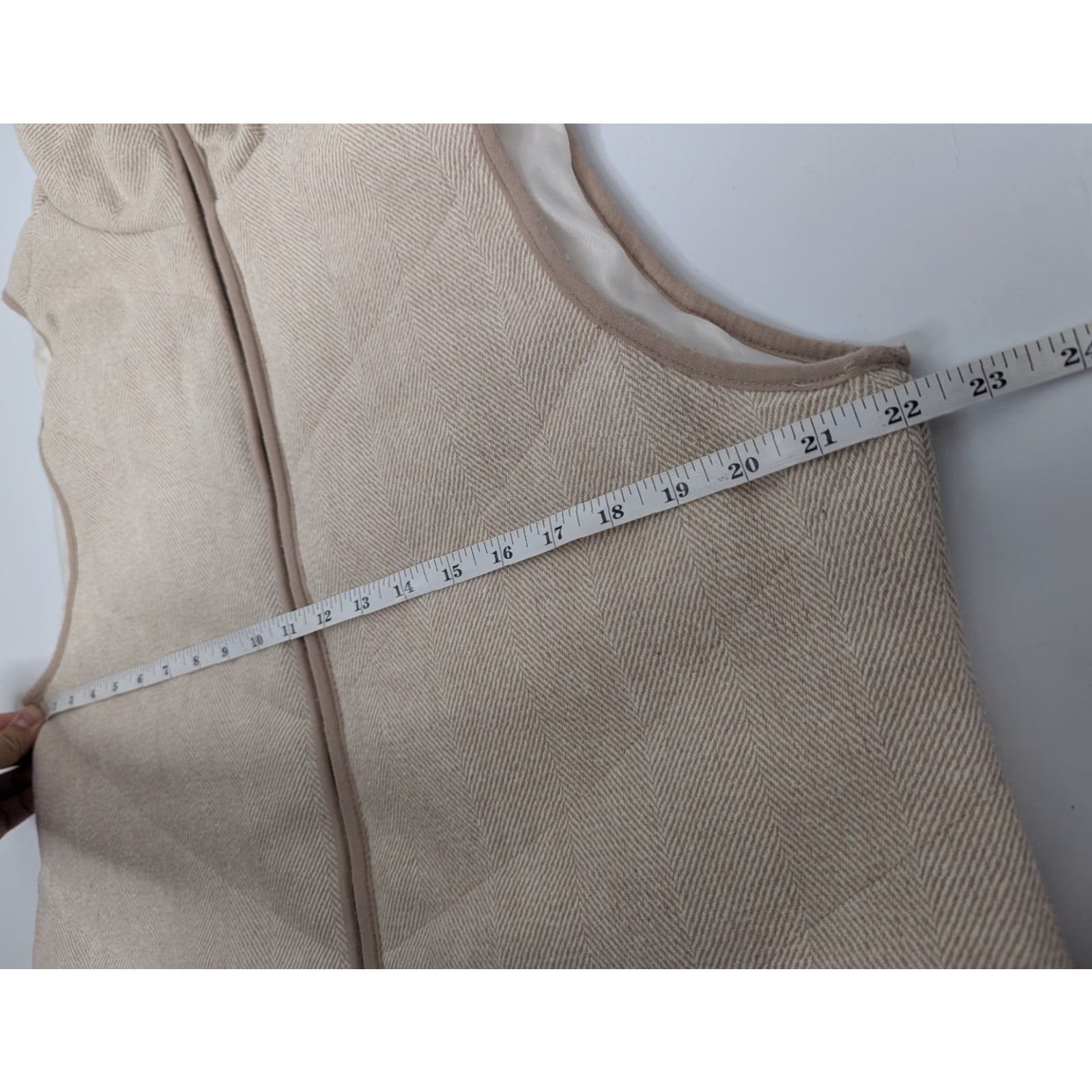 BKE VINTAGE BKE Vest Chevron Stripe Full Zip Tweed Insulated Cream Tan Beige Women's Large L Size L / US 10 / IT 46 - 4 Thumbnail