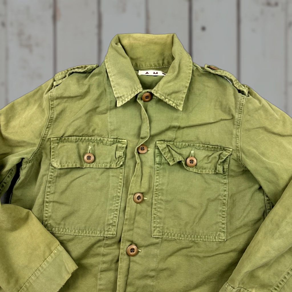 AMO AMO Jacket Women's Field Cotton Green Distressed Utility Pockets Collared Full Zip Small Chore Outdoor Fall Winter Size S / US 4 / IT 40 - 1 Thumbnail